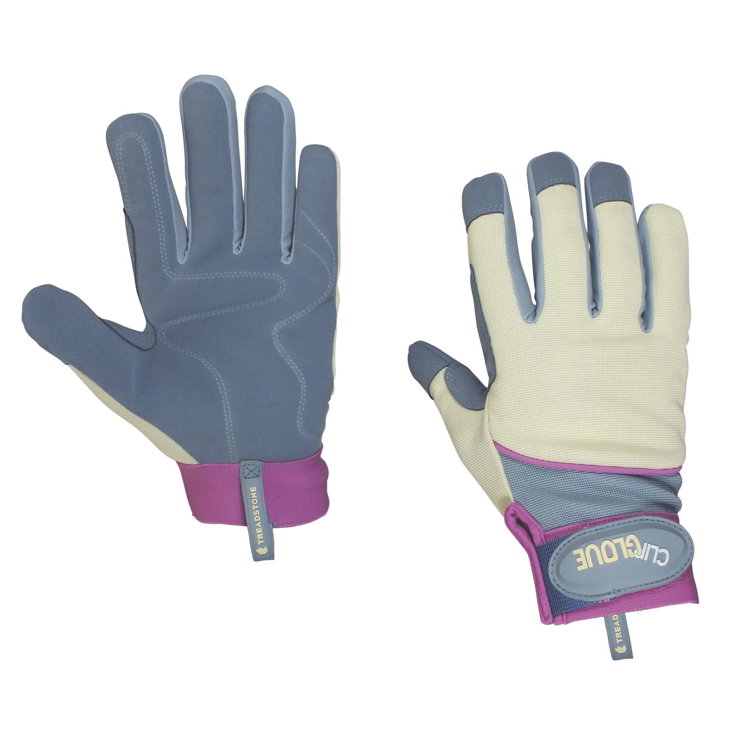 ClipGlove General Purpose Womens Synthetic Leather Gardening Gloves Blue / Cream Medium (249YE)