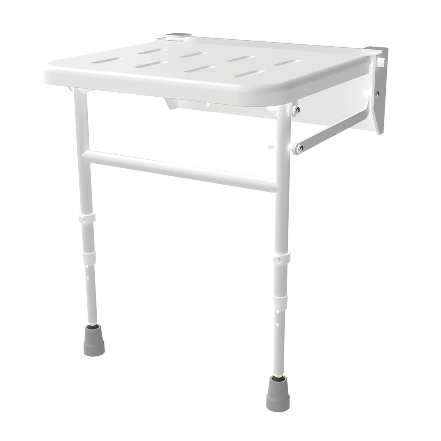 Nymas Wall Mounted Shower Seat with Legs White (252JM)