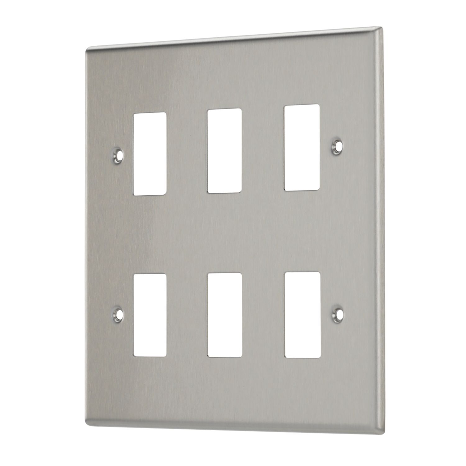 Contactum iConic 6-Module Grid Faceplate Brushed Steel (254RP)