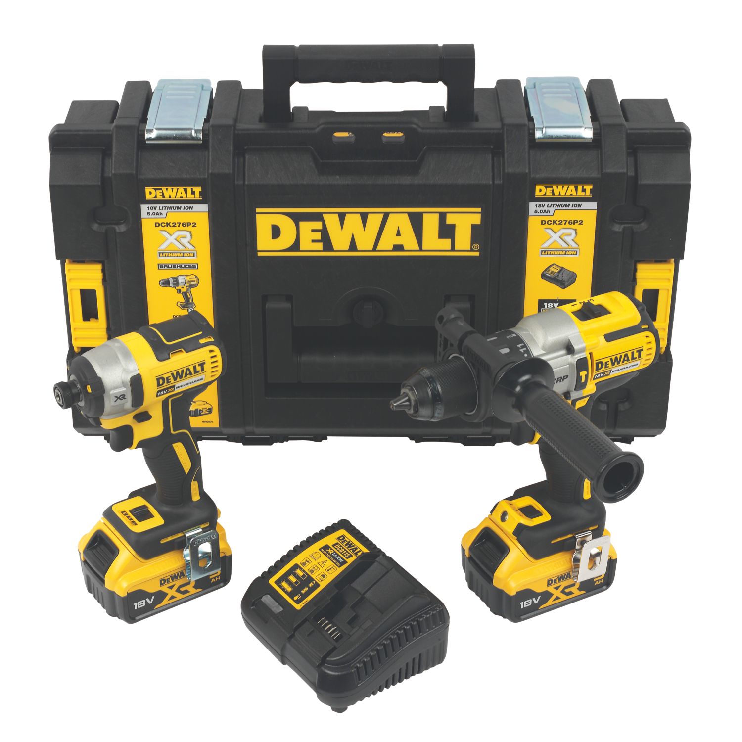 DeWalt DCK276P2-GB 18V 2 x 5Ah Li-Ion XR Brushless Cordless Twin Kit (255FU)