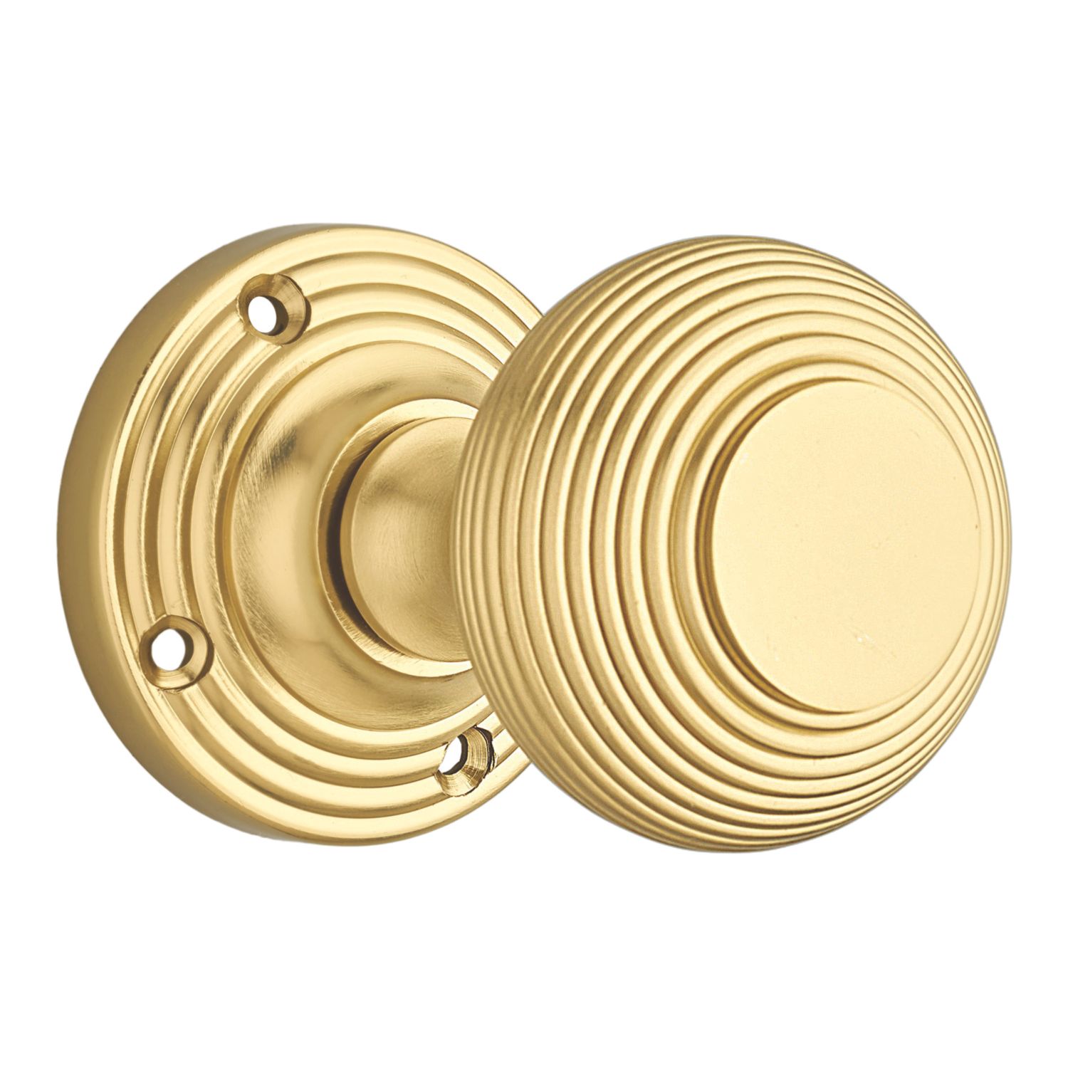 Designer Levers Beehive Door Knob Pair Brushed Brass 60mm (255KK)