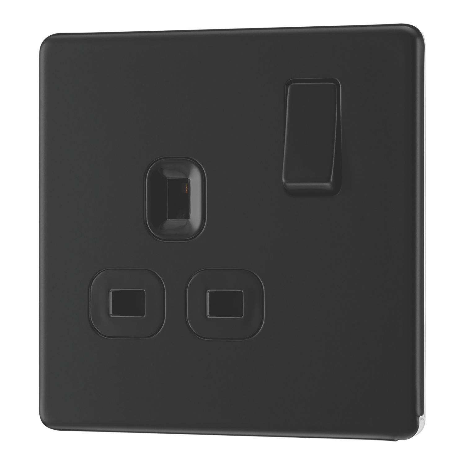 LAP 13A 1-Gang DP Switched Socket Matt Black with Black Inserts (263PN)