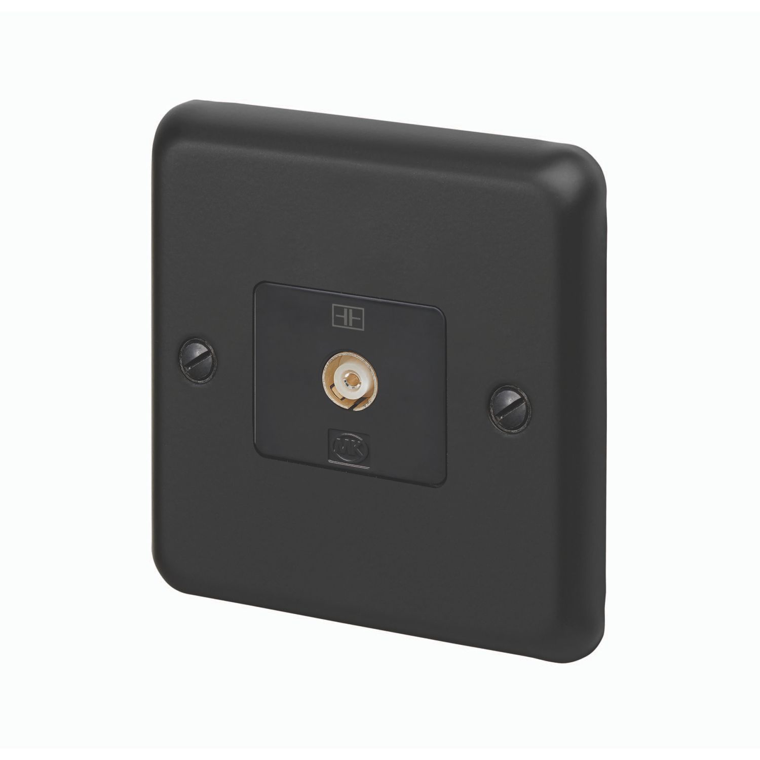 MK Contoura 1-Gang Coaxial TV / FM Socket Black with Colour-Matched Inserts (264RG)