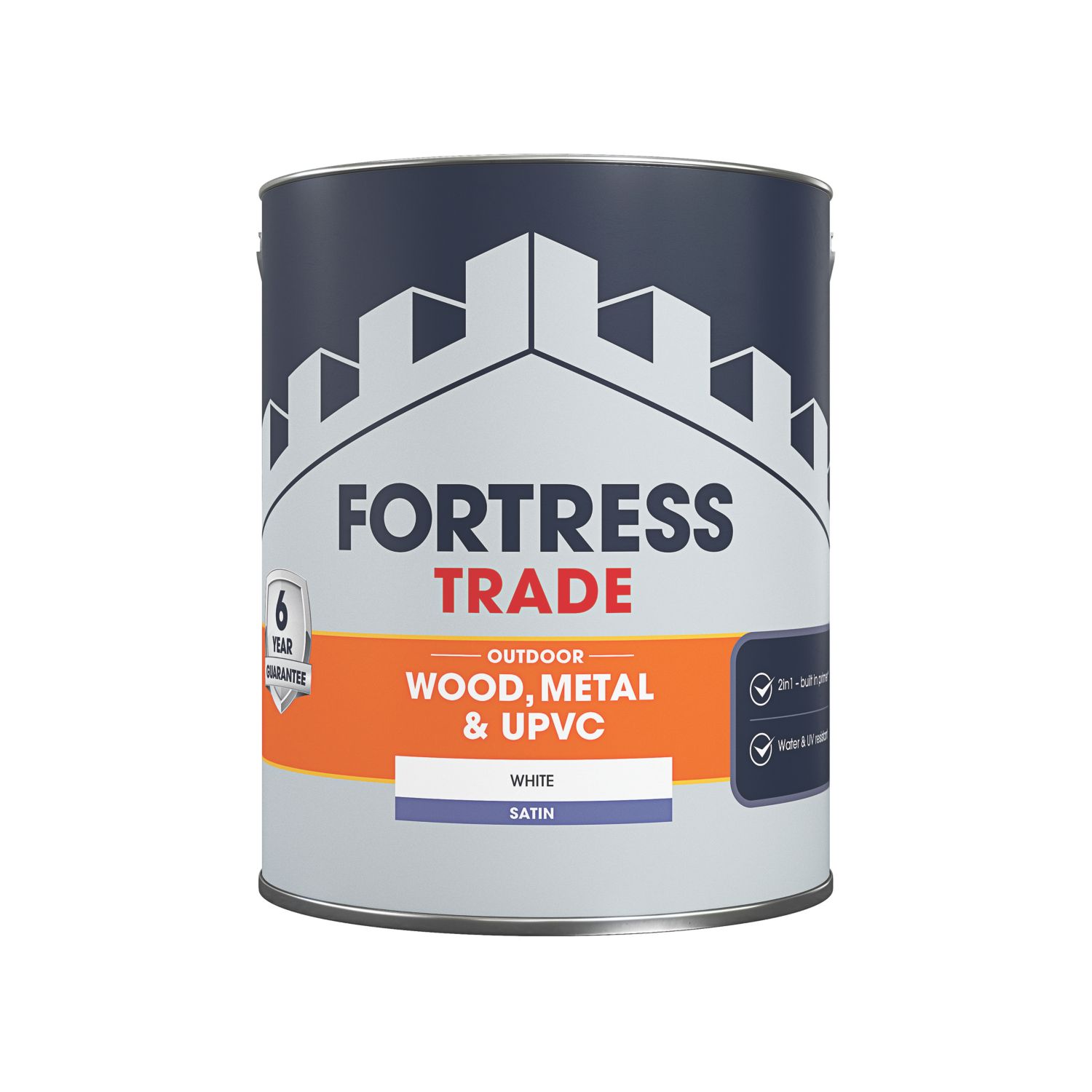 Fortress Trade 2.5Ltr White Satin Emulsion Multi Surface Paint (265PC)