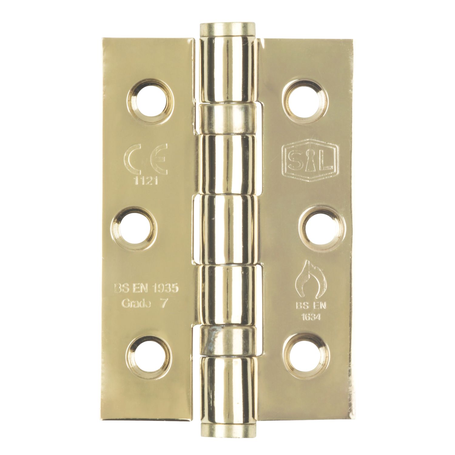 Smith & Locke Electro Brass Grade 7 Fire Rated Ball Bearing Hinges 76mm x 51mm 2 Pack (2662J)