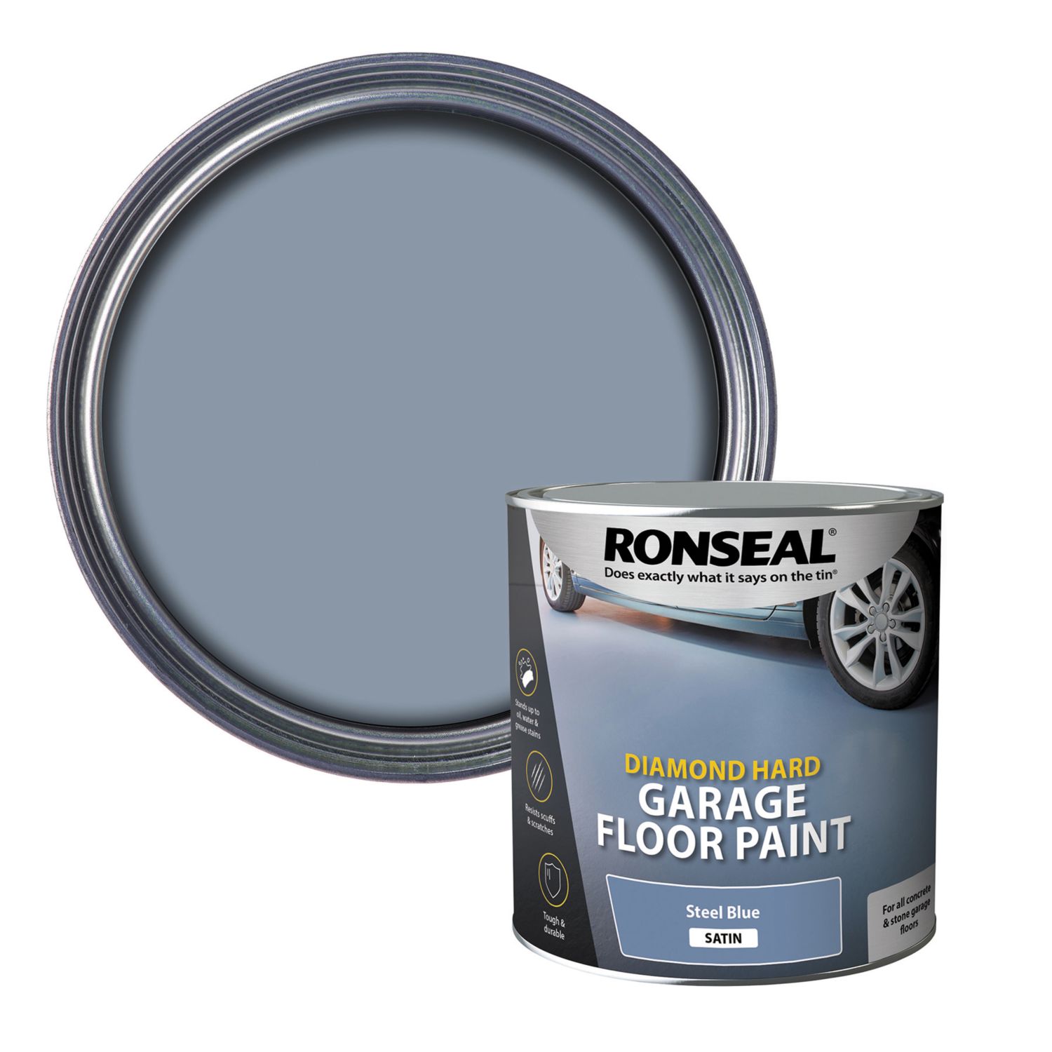 Ronseal 2.5Ltr Steel Blue Satin Heavy Duty Garage Floor Paint (26632)