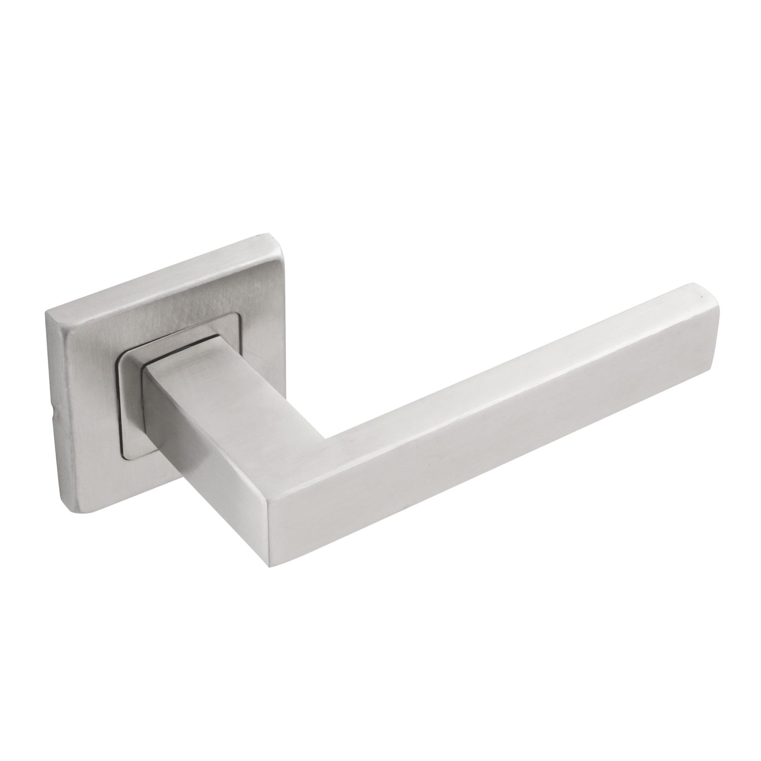 Eclipse Insignia Square Fire Rated Lever on Rose Door Handle Pair Satin Stainless Steel (267KW)