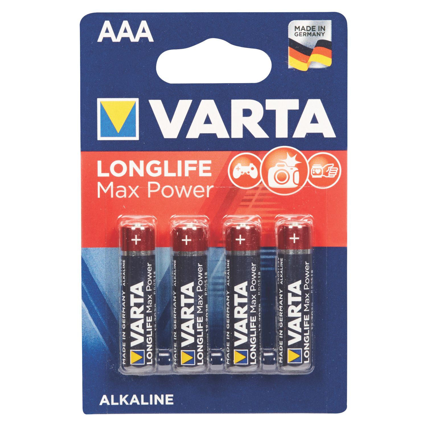 Varta Longlife Max Power AAA 1.5V Alkaline Batteries 4 Pack (2692T)
