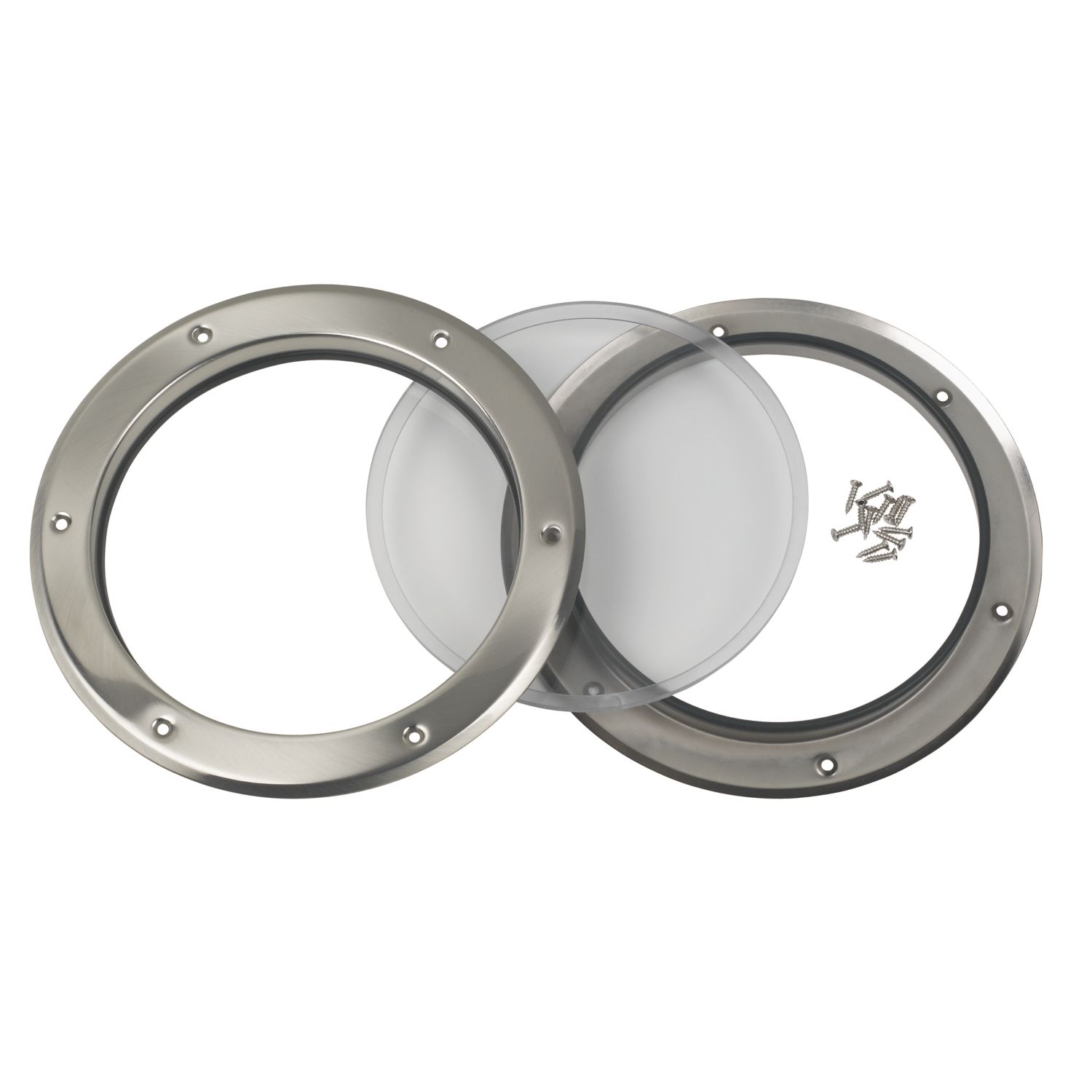 Mottez Round Porthole Vision Panel 260mm Brushed & Polished Steel (2716R)