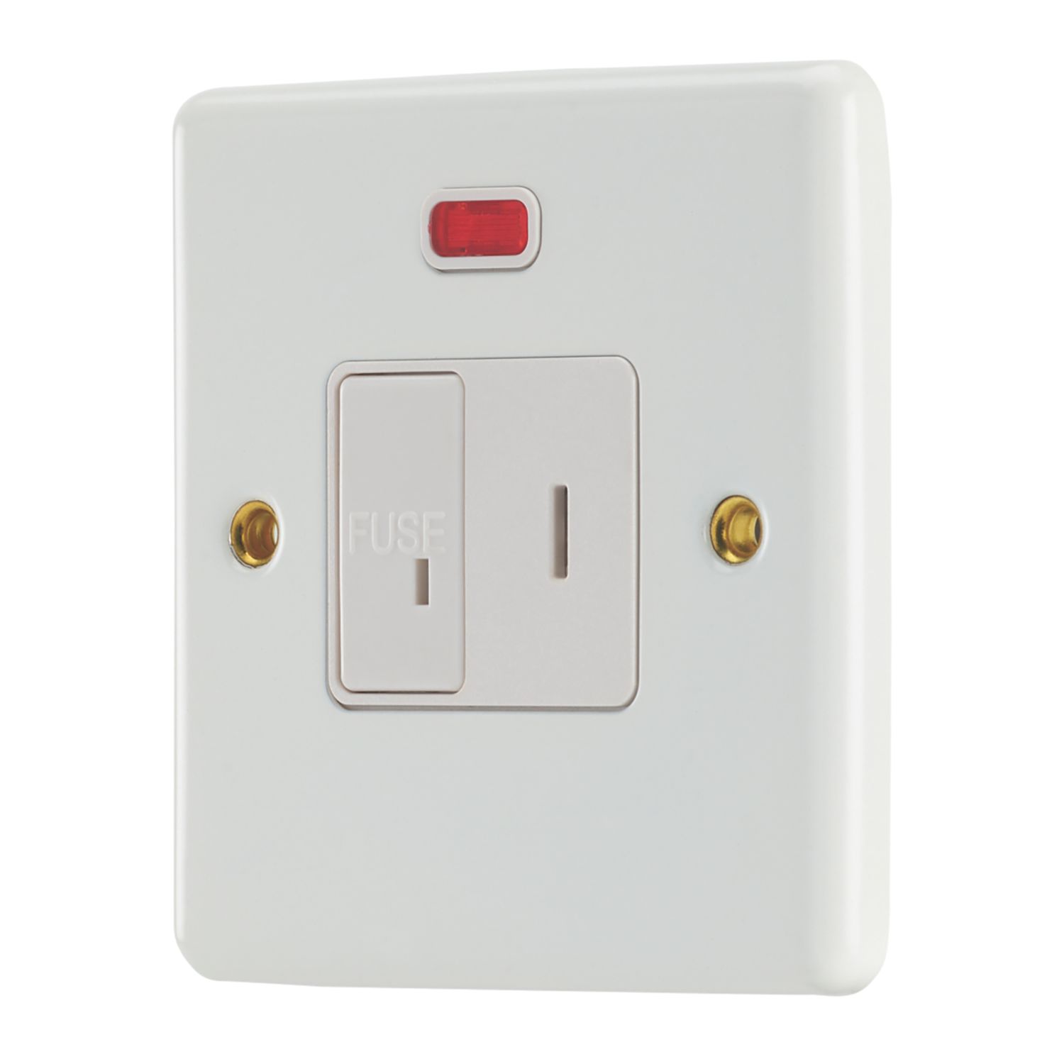 Contactum 13A Switched Secret Key Fused Spur with Neon Satin White with White Inserts (271RP)