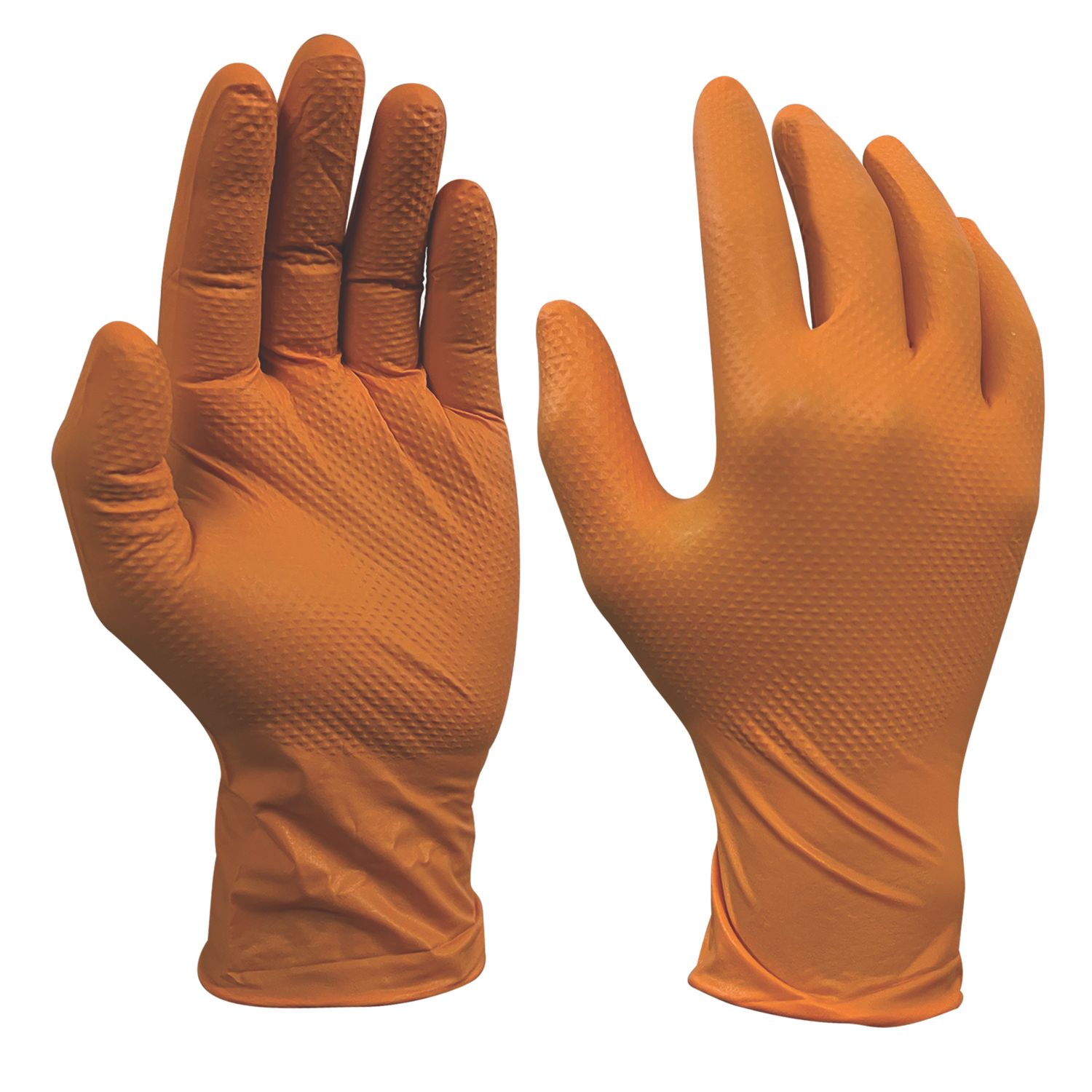 Site Nitrile Powder-Free Disposable Grip Gloves Orange Medium 50 Pack (272RR)