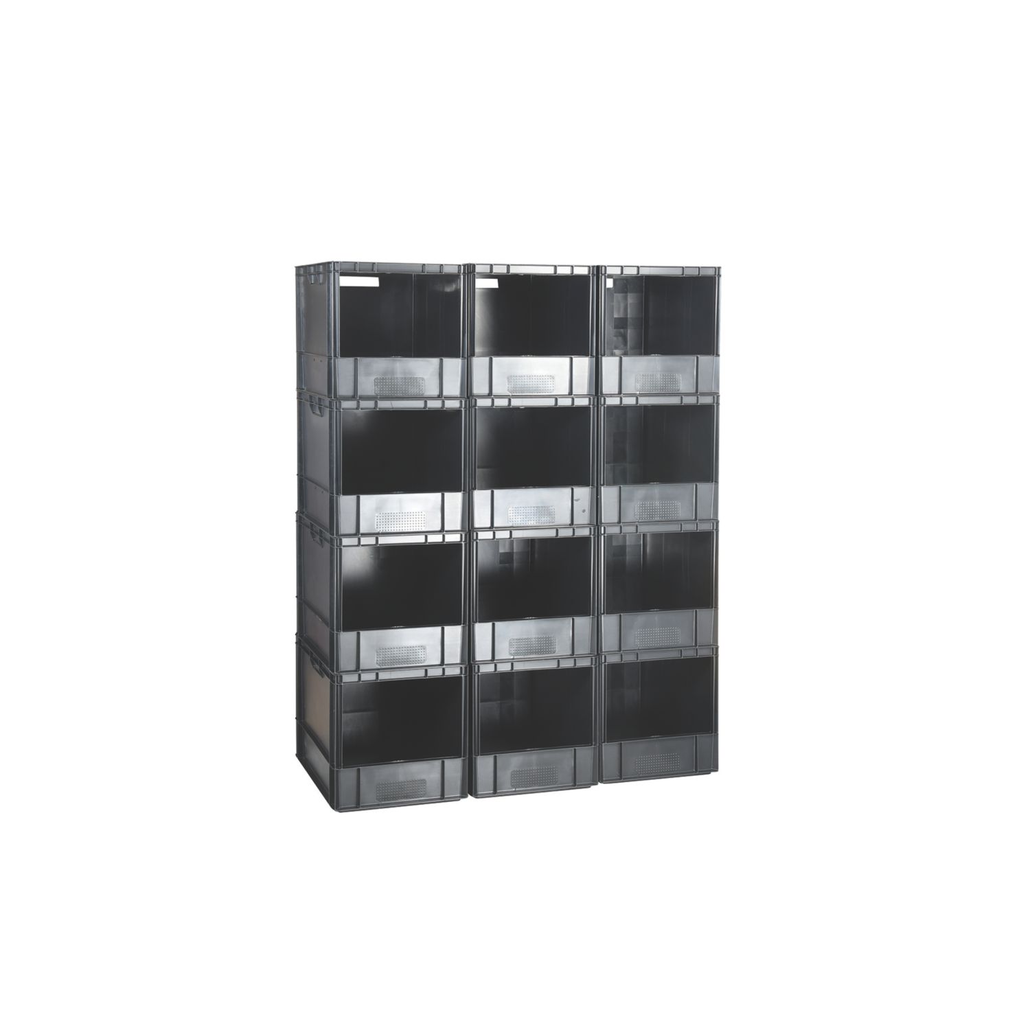 Barton 76Ltr 400mm x 600mm x 400mm Black Open Fronted Euro Container (273AG)