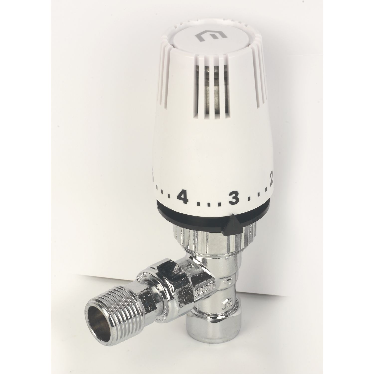Myson PLUSTRV15AC 15mm x 1/2" Chrome/White Angled Standard Thermostatic Radiator Valve Head & Body (273PX)
