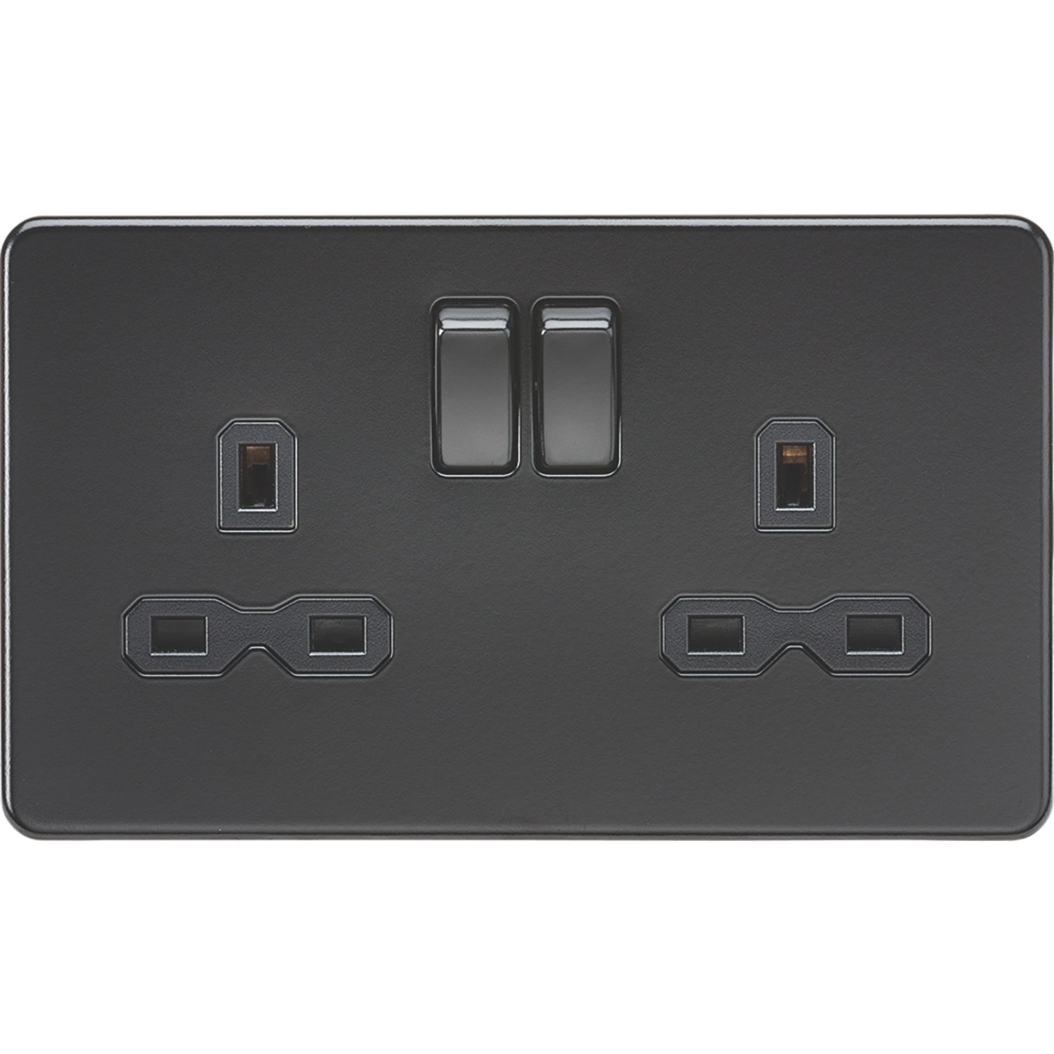 Knightsbridge 13A 2-Gang DP Switched Screwless Double Socket Matt Black with Black Inserts (275TX)