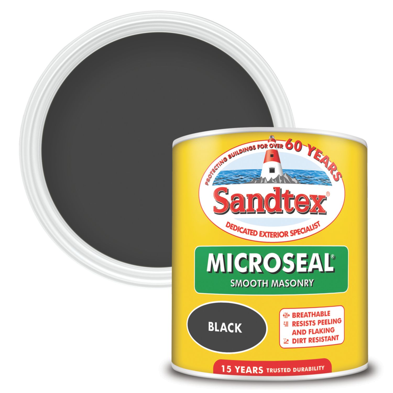 Sandtex 1Ltr Smooth Black Masonry Paint (276EK)