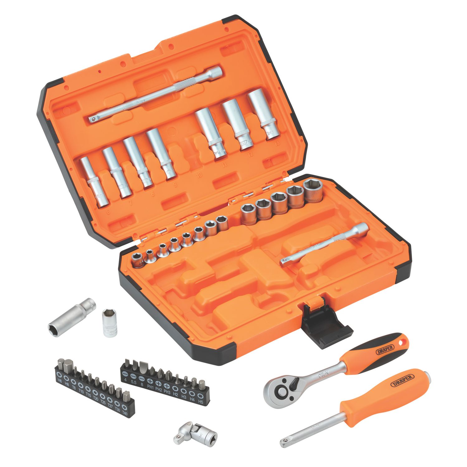 Draper Hi-Torq 1/4" Drive 6-Point Socket Set 47 Pieces (277CN)