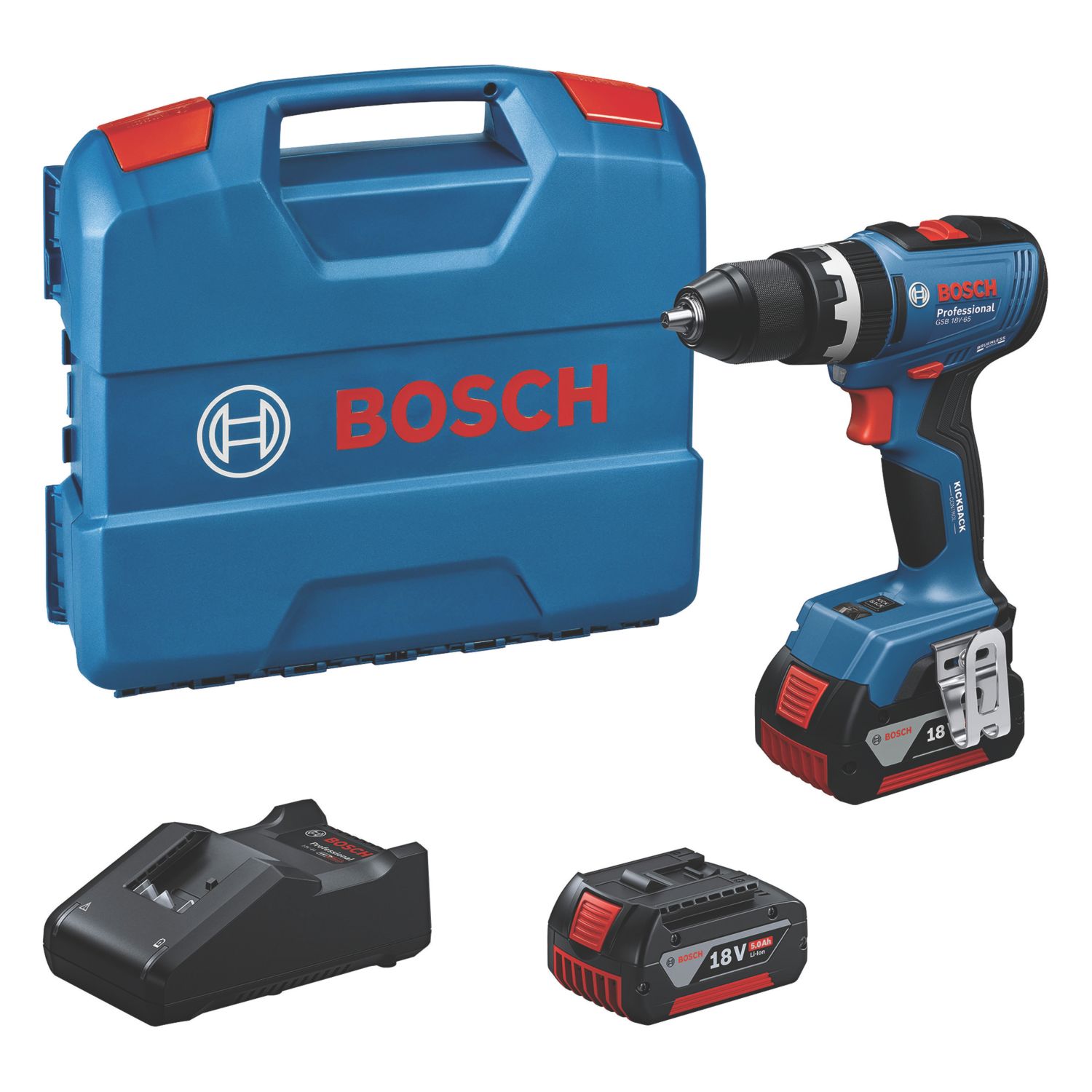 Bosch 06019N3373 18V 2 x 5.0Ah Li-Ion AMPShare Brushless Cordless Combi Drill (278CY)