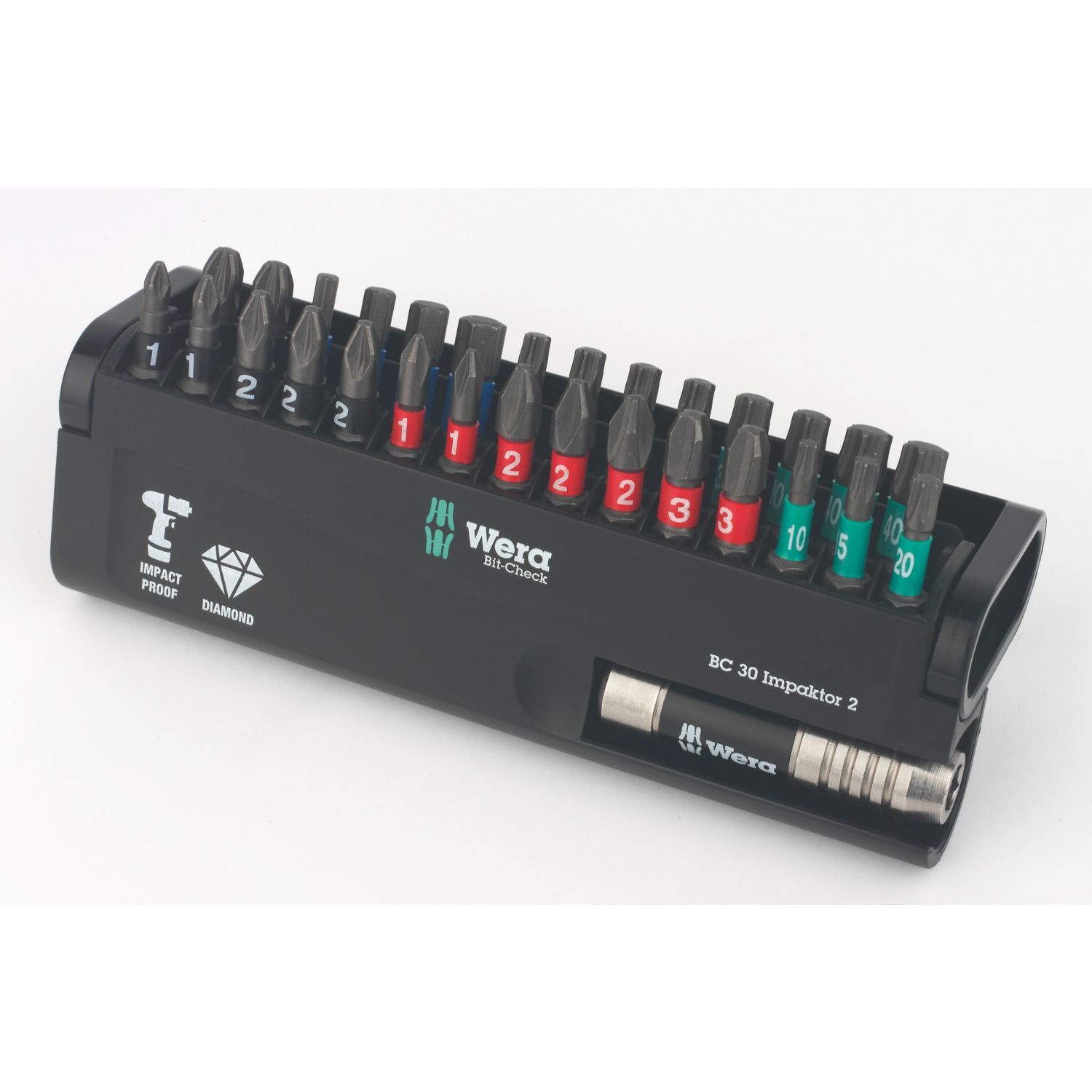 Wera Bit-Check 30 Impaktor 2 1/4" Hex Shank Mixed Bit Set 30 Pieces (278FU)