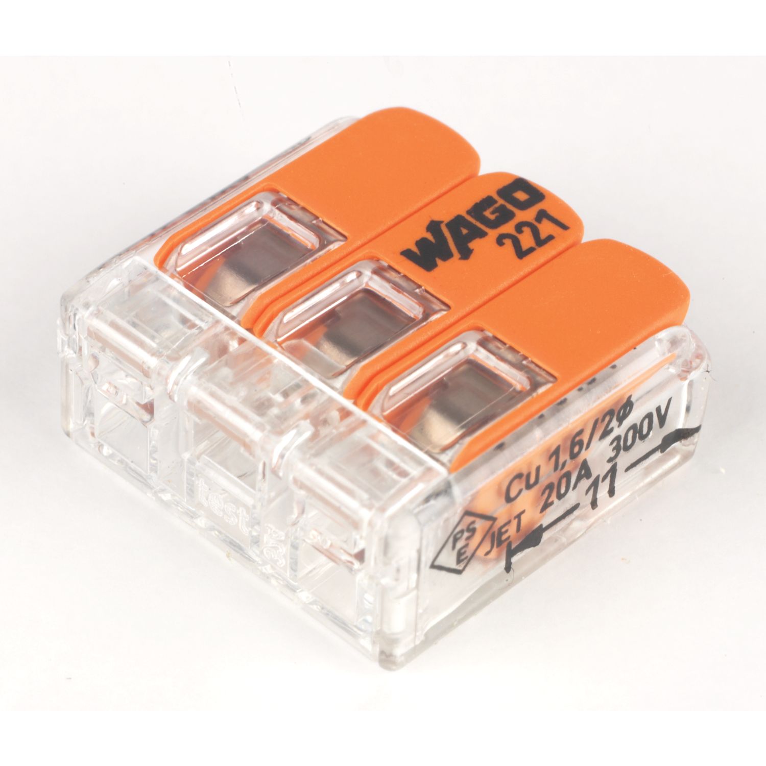 Wago 221-413 32A 3-Way Lever Connectors 50 Pack (2803R)