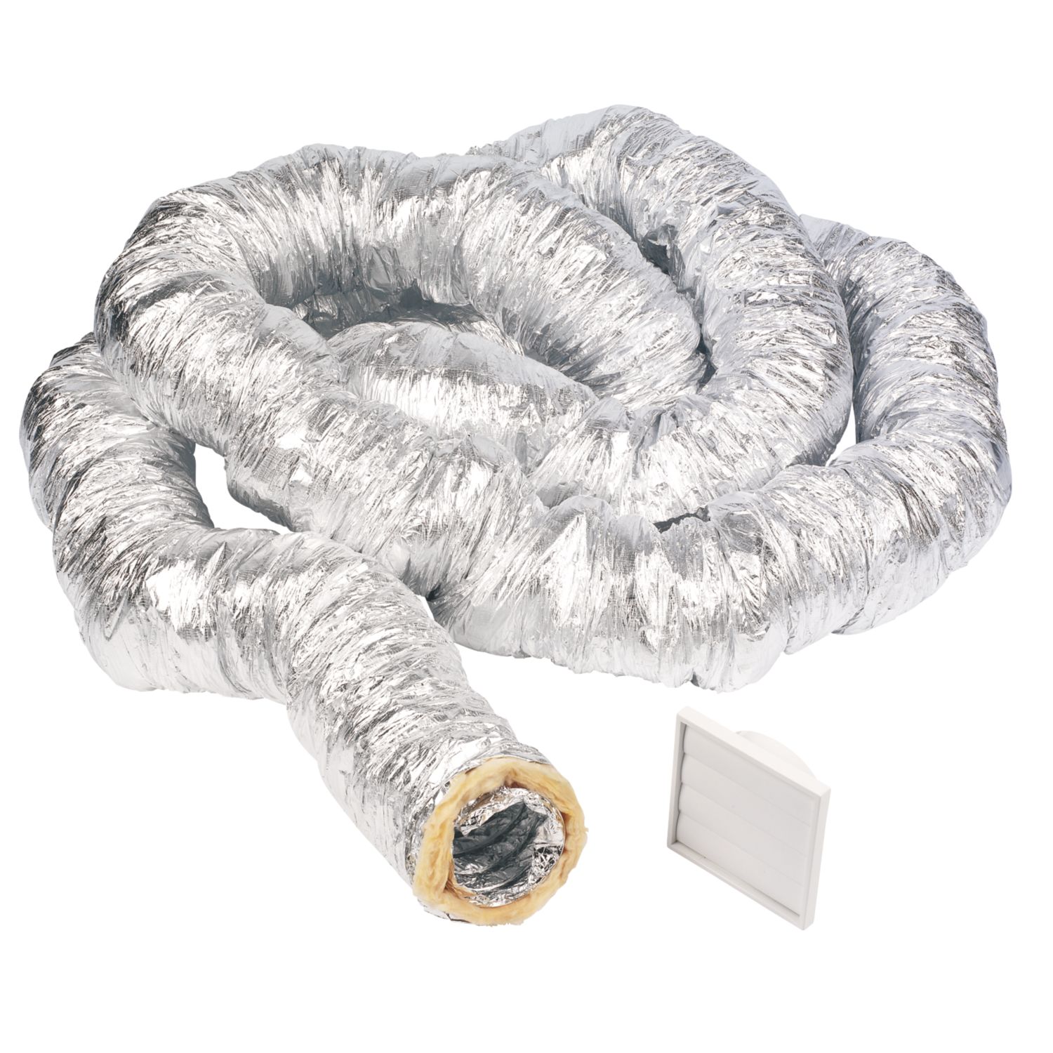 Manrose Aluminium Insulated Flexible Ducting Hose Silver 10m x 127mm (28054)