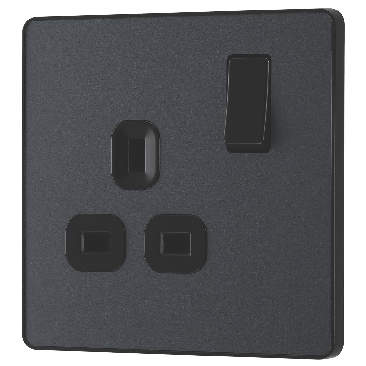 British General Evolve 13A 1-Gang SP Switched Socket Grey with Black Inserts (281RF)