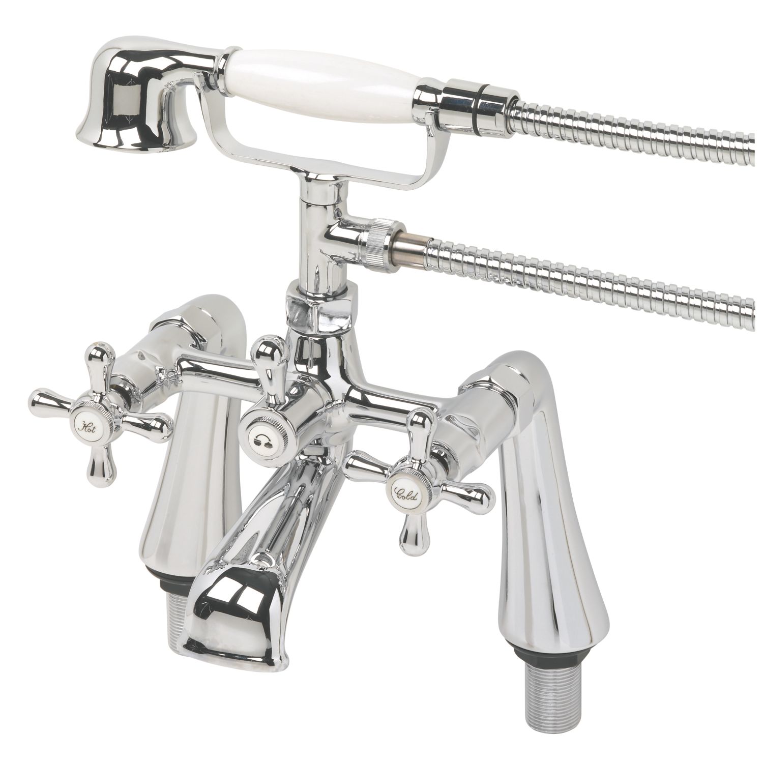 Swirl Traditional Chrome 286.5mm Deck Mounted Dual Control Manual Shower Mixer Tap (28552)