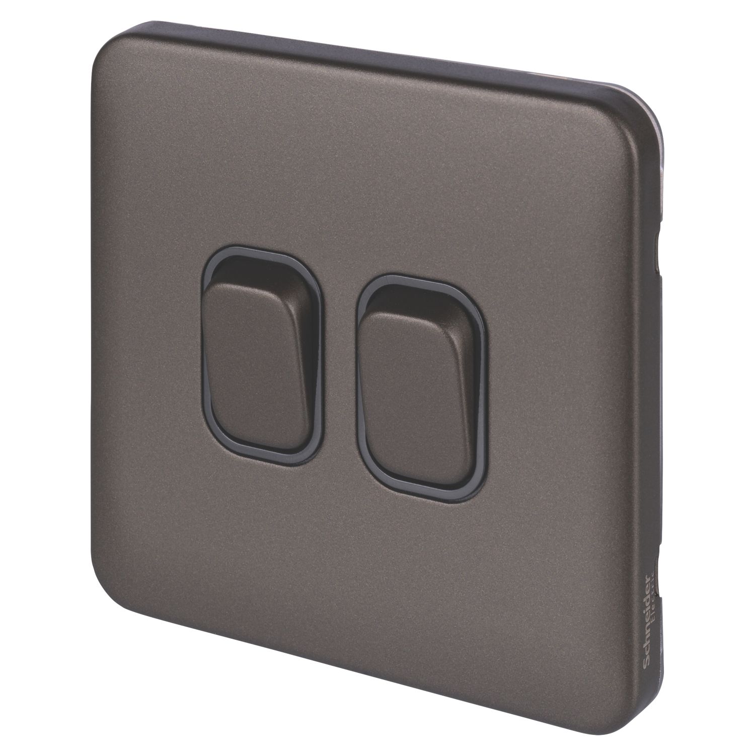 Schneider Electric Lisse Deco 10AX 2-Gang 2-Way Light Switch Mocha Bronze with Black Inserts (285FF)