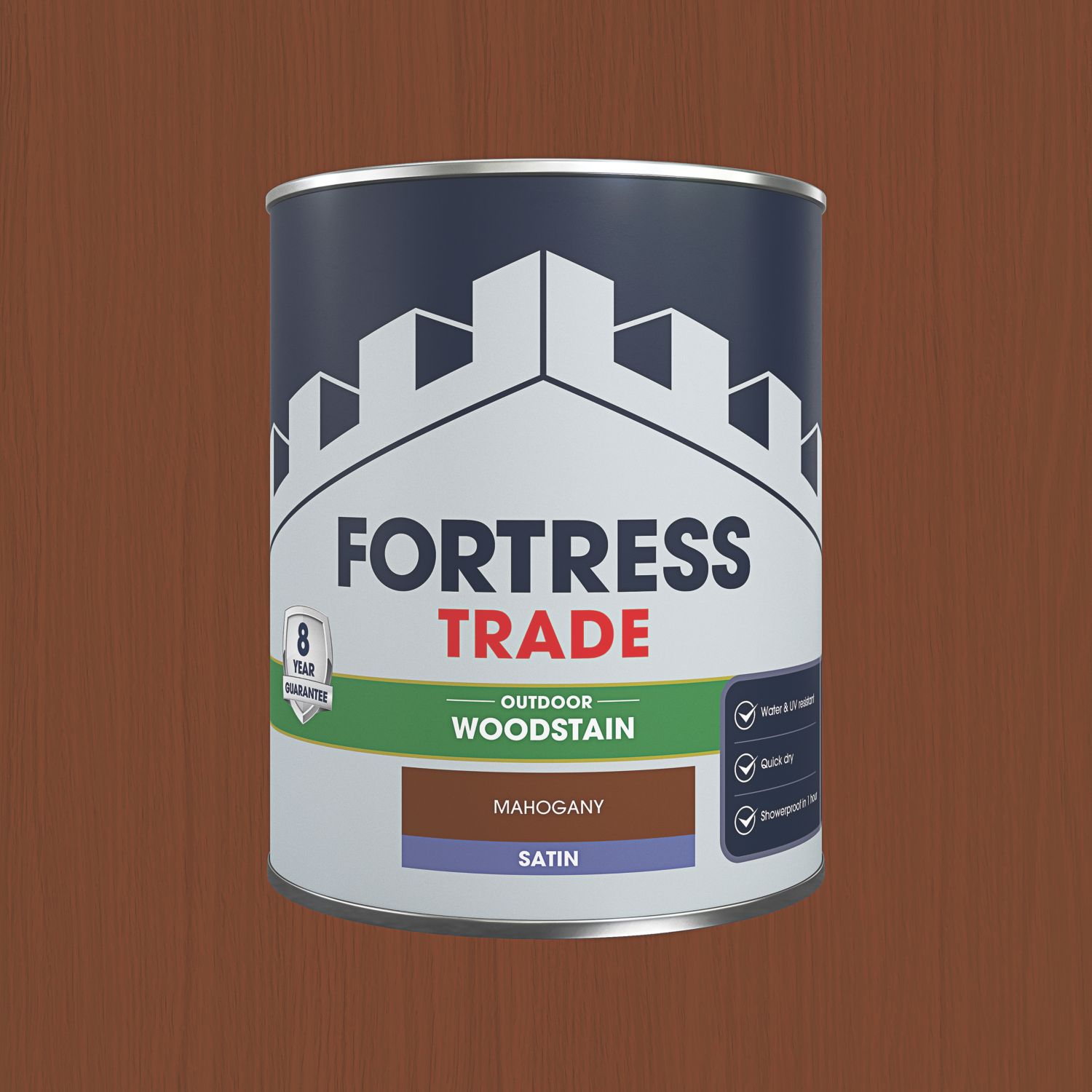 Fortress Trade 750ml Mahogany Satin Water-Based Exterior Wood Stain (286PC)