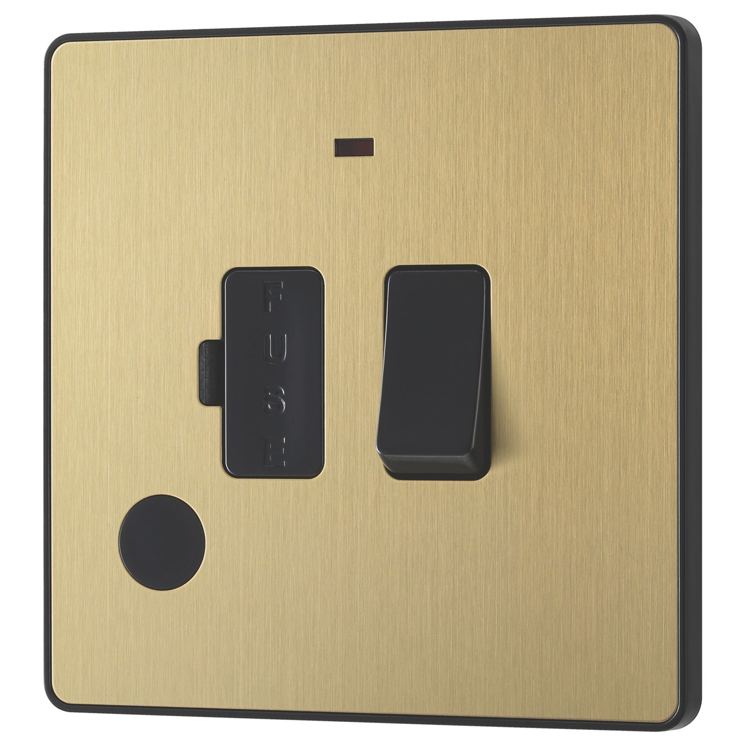 British General Evolve 13A Switched Fused Spur with LED Satin Brass with Black Inserts (286PX)