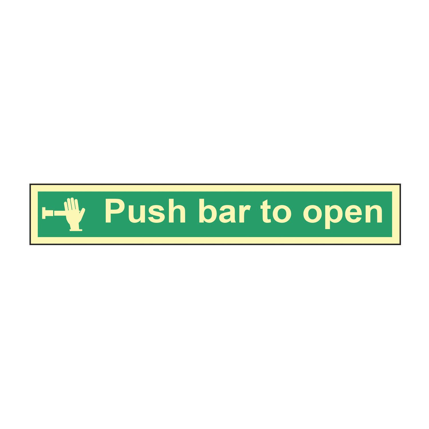 Essentials Photoluminescent "Push Bar To Open" Sign 100mm x 600mm (289FG)
