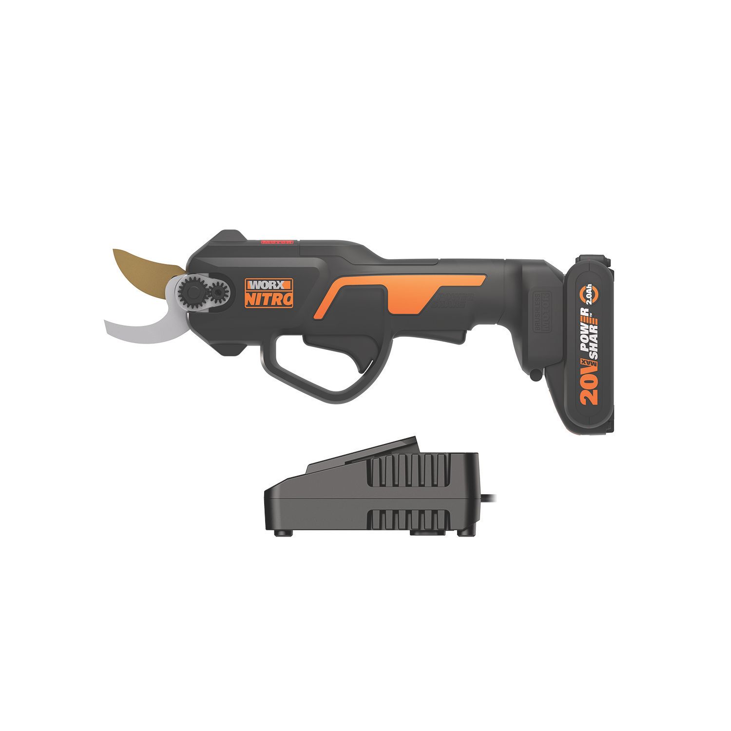 Worx WG330E 20V 1 x 2.0Ah Lithium PowerShare Cordless Bypass Secateurs (289HA)