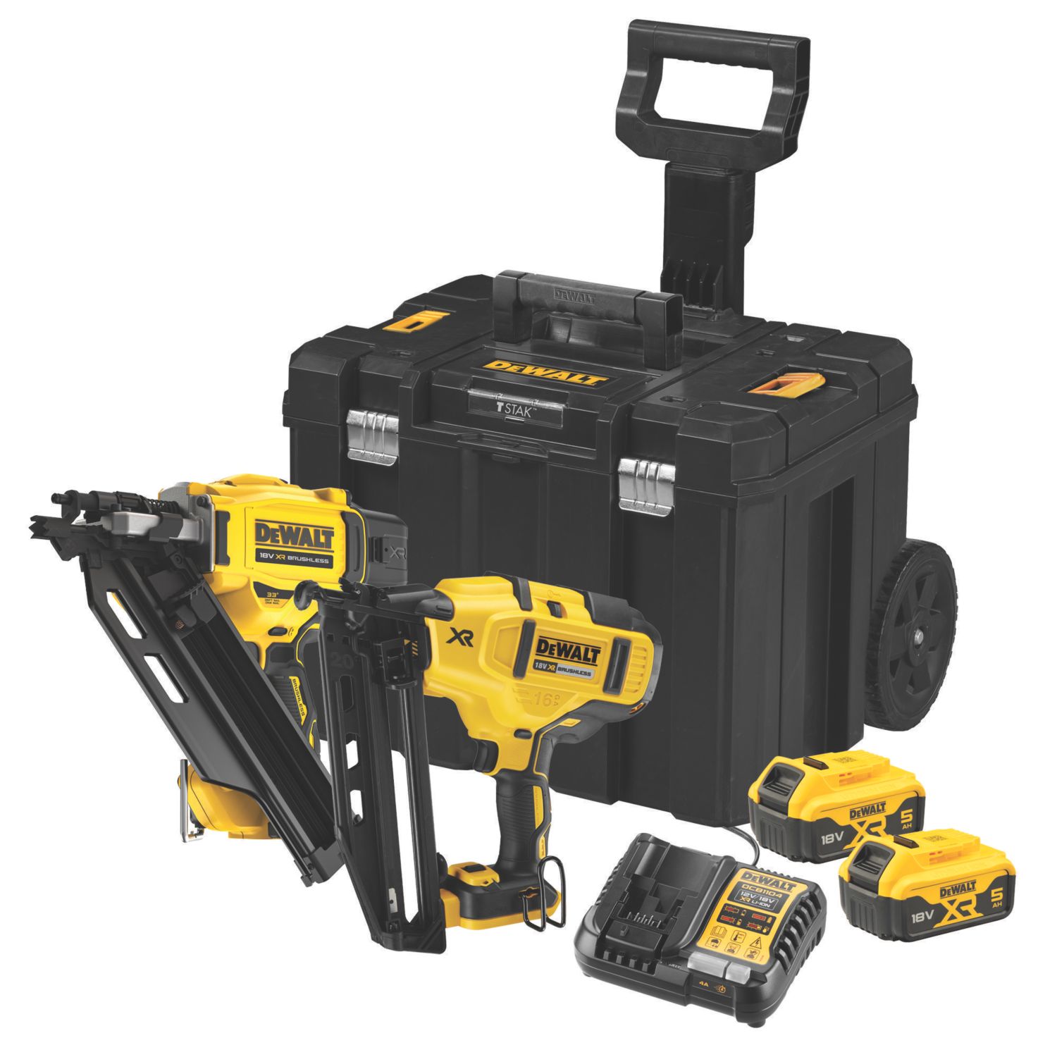 DeWalt DCK246P2T-GB 18V 2 x 5.0Ah Li-Ion XR Brushless Cordless Nailer Twin Pack (289VN)