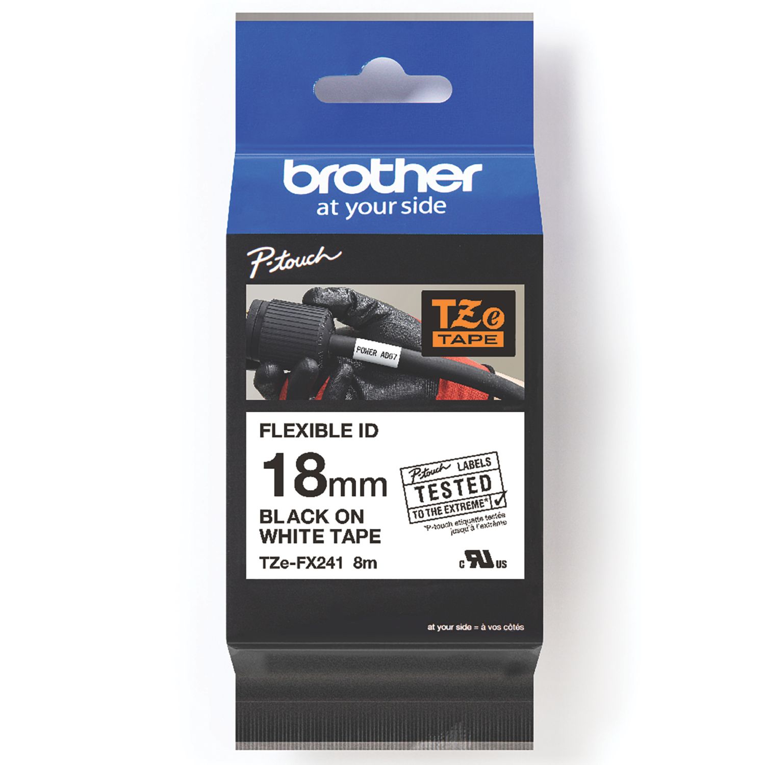 Brother TZEFX241 Flexible ID Labelling Tape 18mm x 8m (290KL)