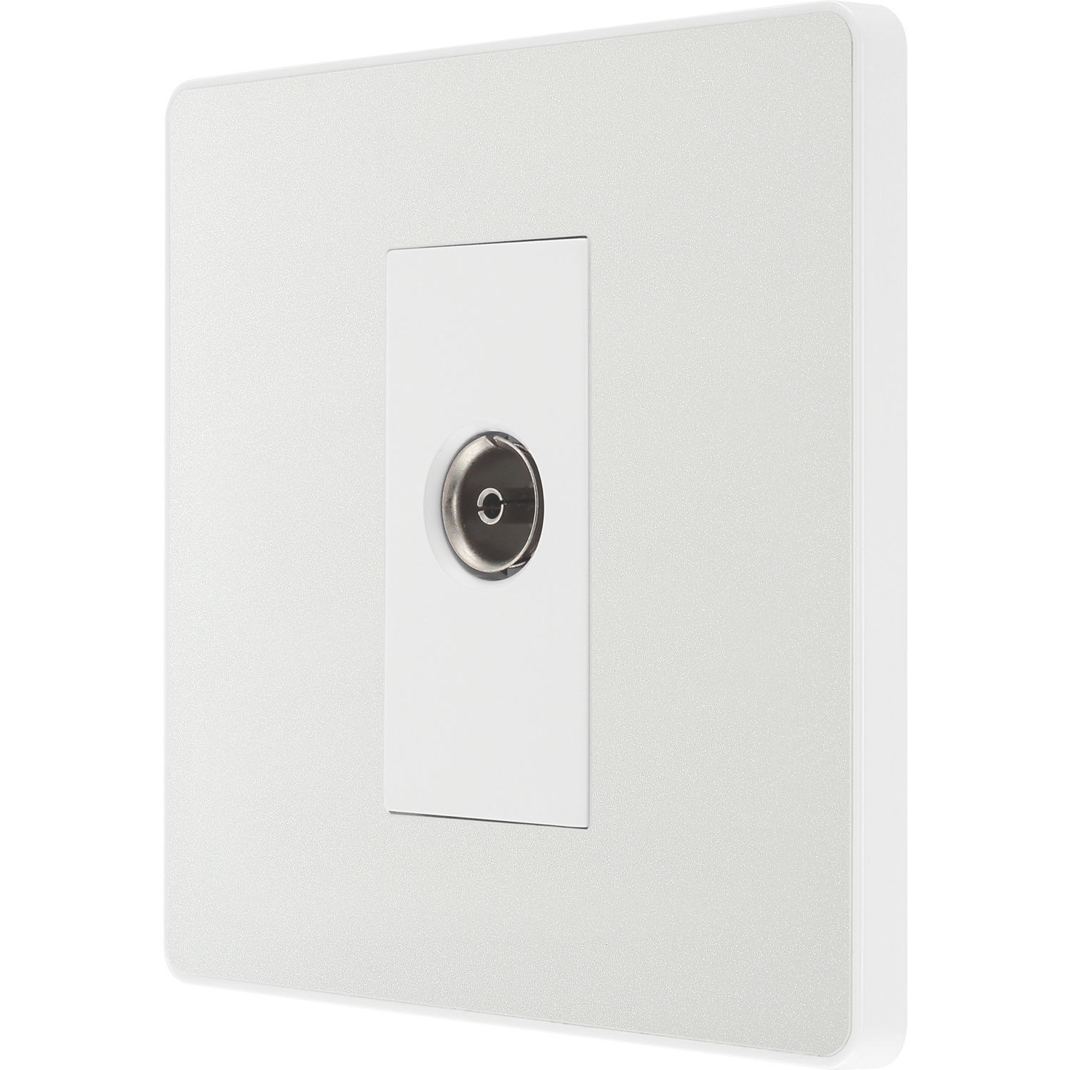 British General Evolve 1-Gang Coaxial TV / FM Socket Pearlescent White with White Inserts (290RF)