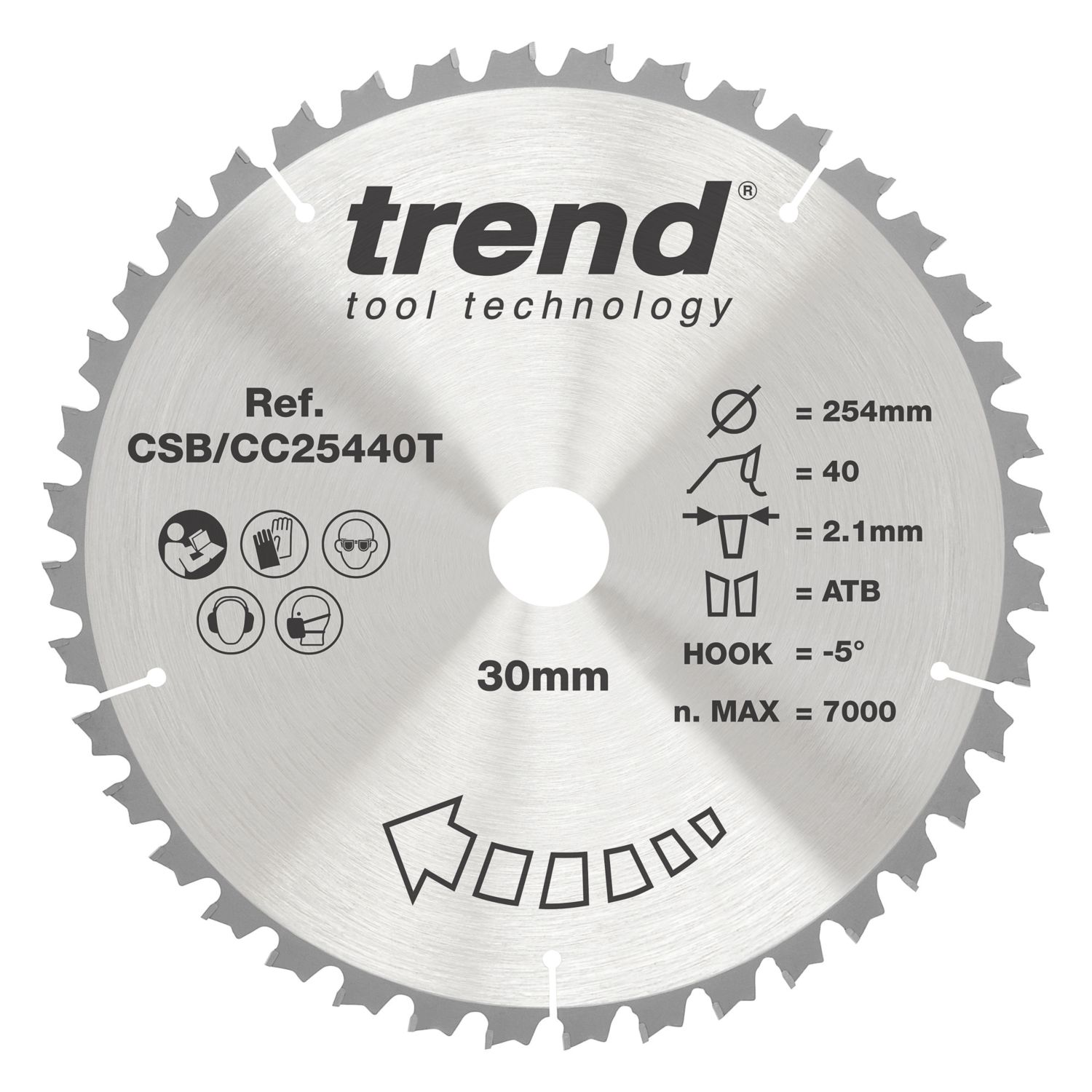 Trend Wood/Chipboard/MDF Mitre Saw Blade 254mm x 30mm 40T (291AF)