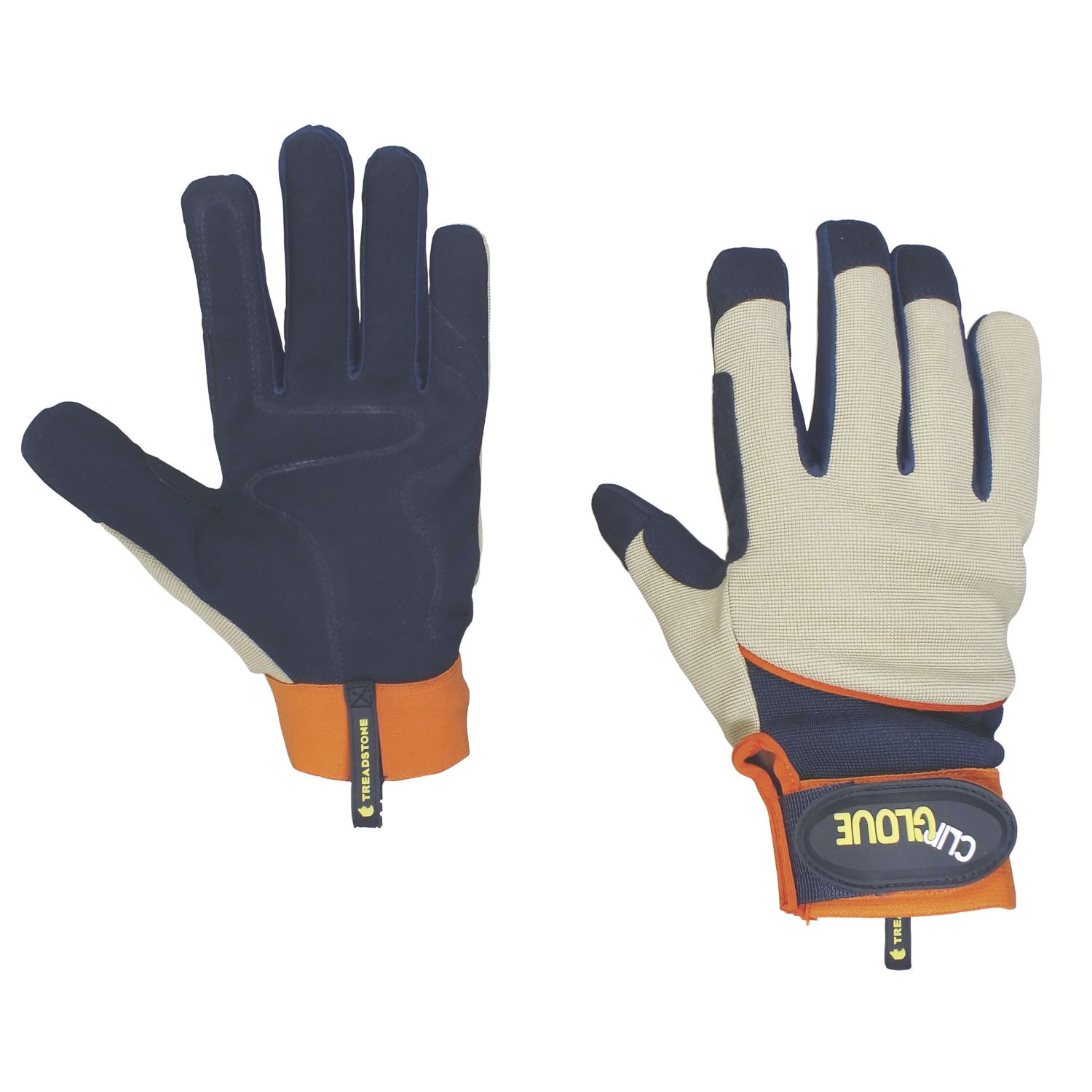 ClipGlove General Purpose Synthetic Leather Gardening Gloves Navy / Cream Medium (292YE)