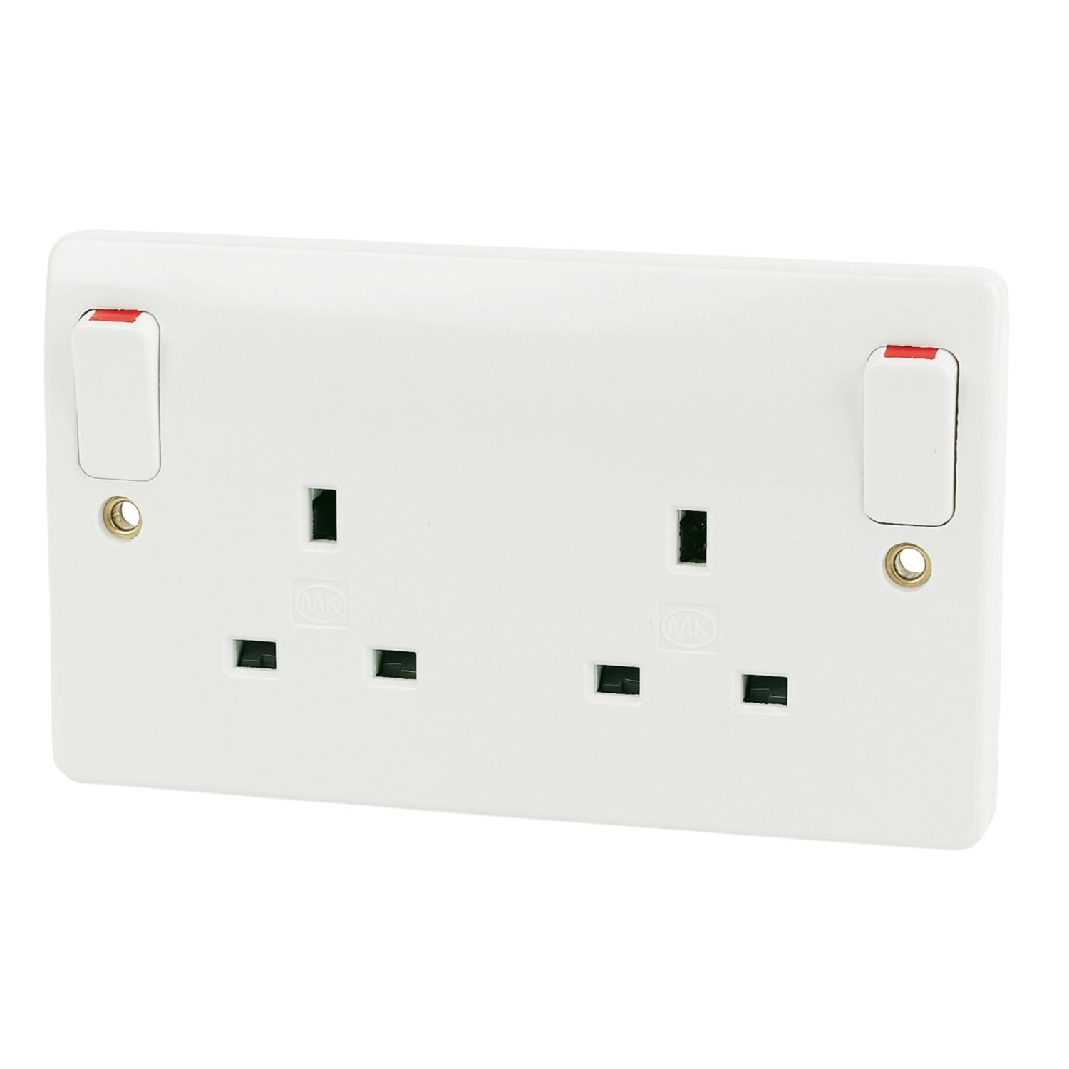 MK Logic Plus 13A 2-Gang DP Switched Plug Socket White (29304)