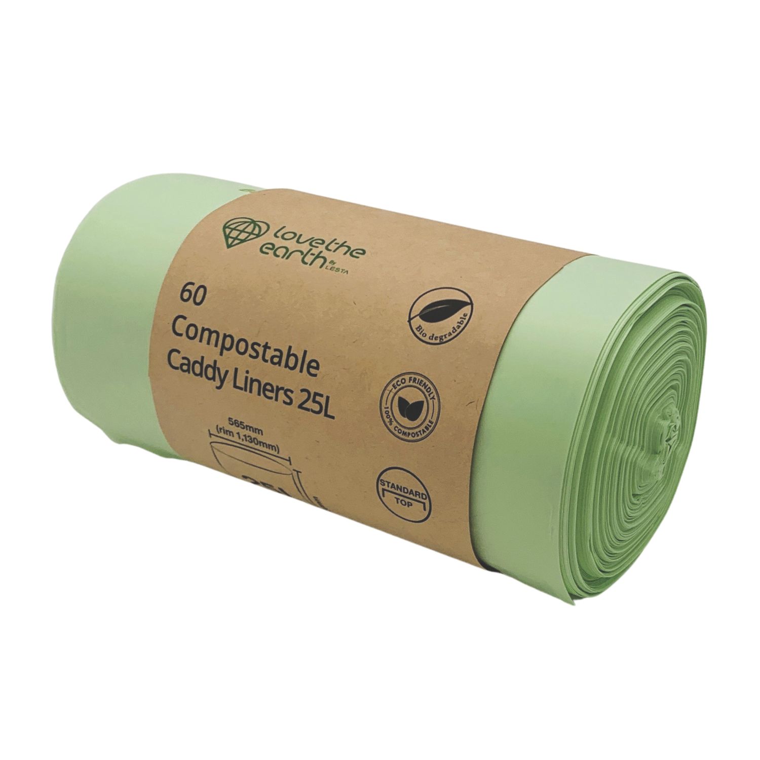 L-PRO Love The Earth Light Green Compostable Caddy Liners 25Ltr 60 Pack (296CJ)