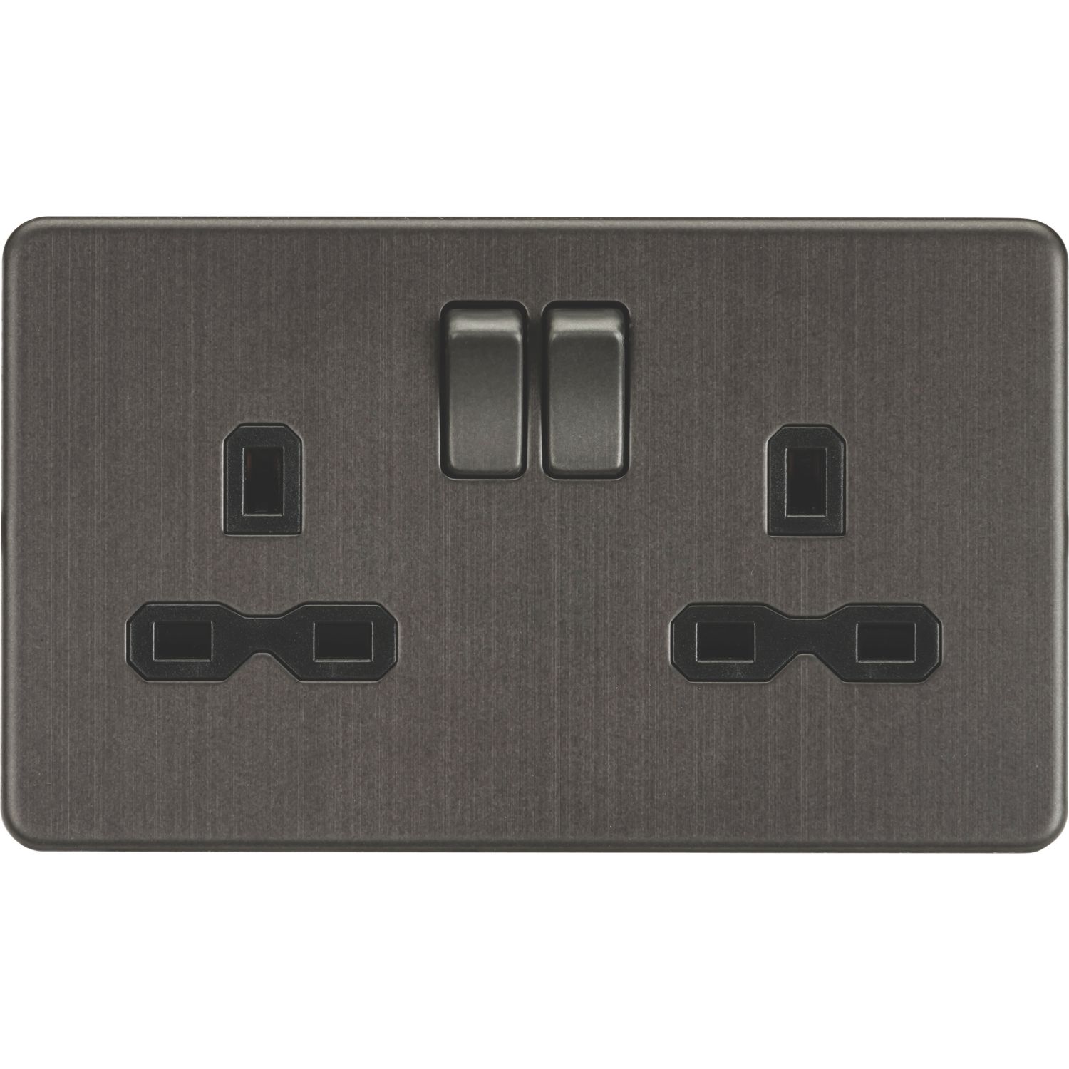 Knightsbridge 13A 2-Gang DP Switched Double Socket Smoked Bronze with Black Inserts (296TX)