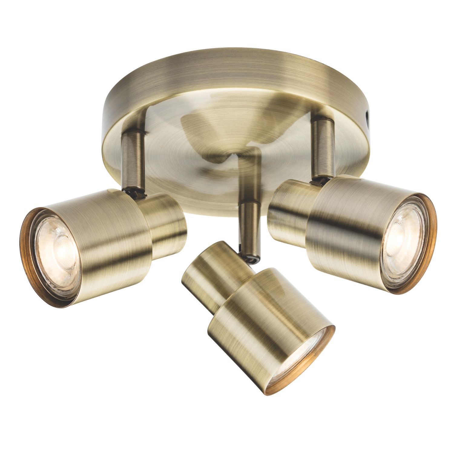 Knightsbridge Round 3-Light Triple GU10 Ceiling Spotlight Antique Brass (297GA)
