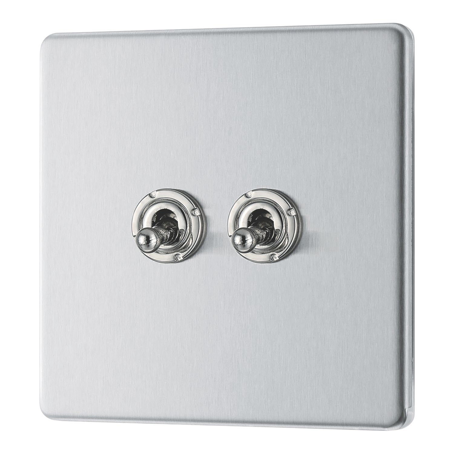 LAP 20A 16AX 2-Gang 2-Way Toggle Switch Brushed Stainless Steel (298PN)