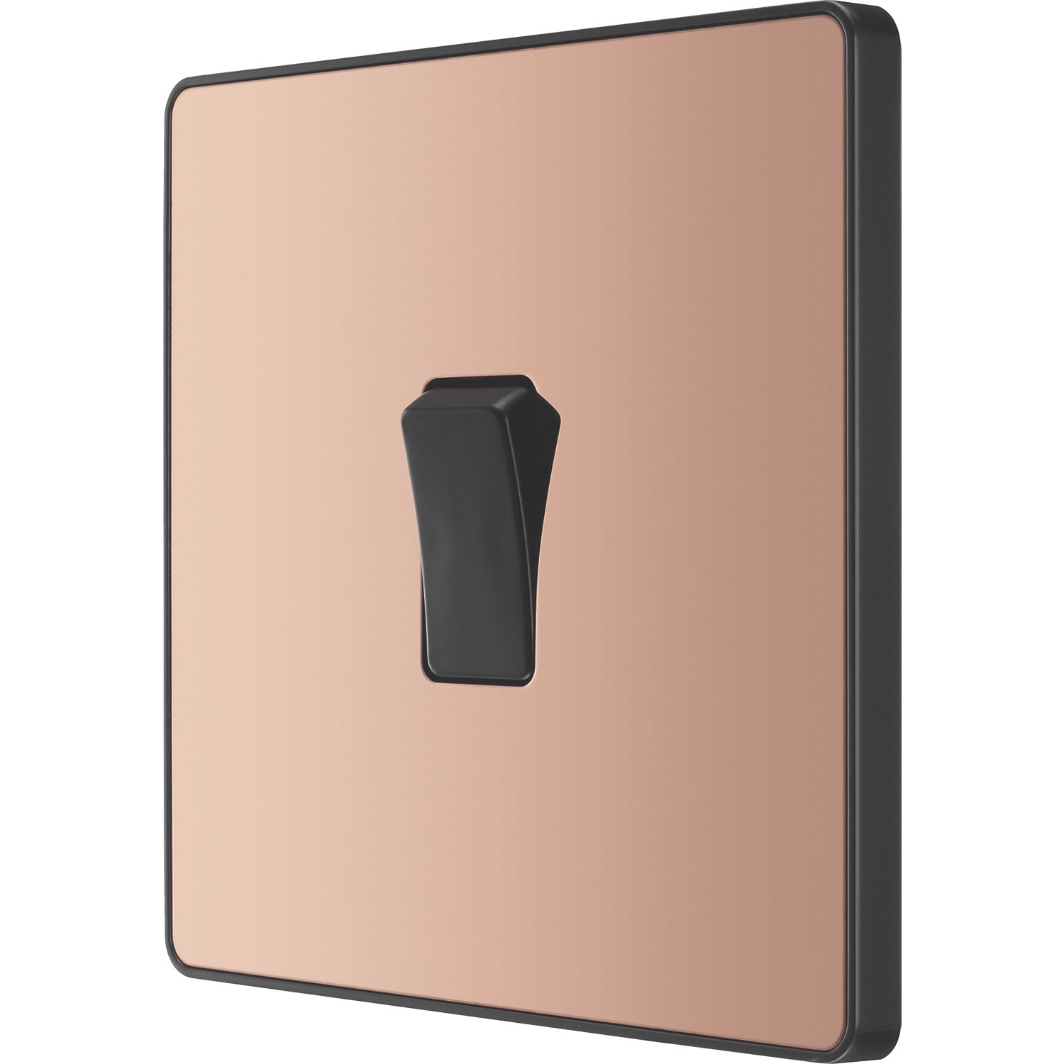 British General Evolve 20A 16AX 1-Gang Intermediate Light Switch Copper with Black Inserts (298PX)