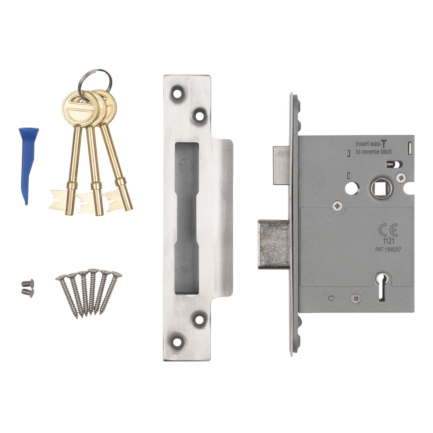 Smith & Locke Fire Rated Satin Stainless Steel BS 5-Lever Mortice Sashlock 78mm Case - 57mm Backset (2992G)