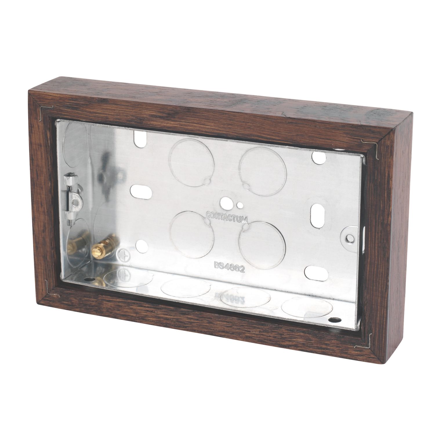 Varilight 2-Gang Surface Pattress Dark Oak Double Wall Box 25mm (2996H)