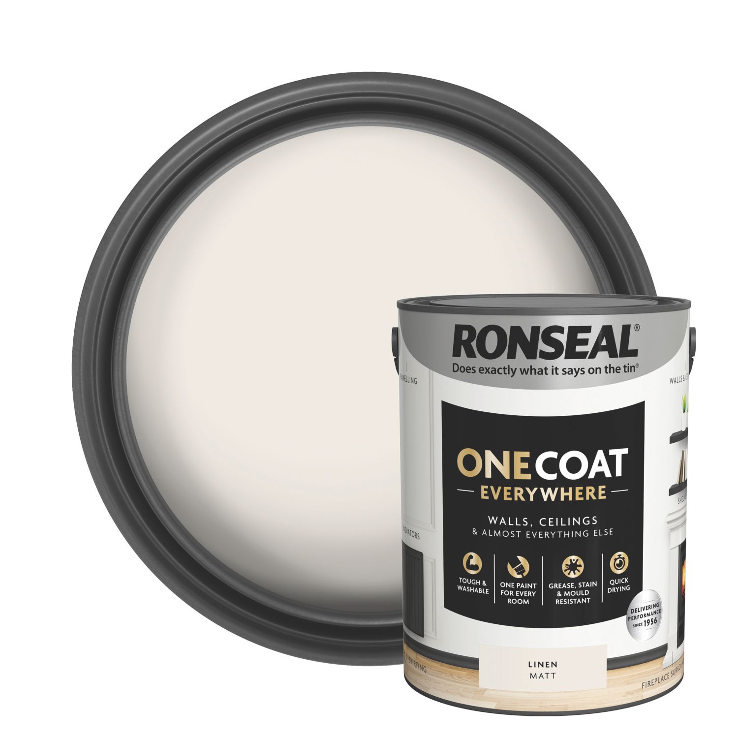 Ronseal 5Ltr Linen Matt Emulsion Multi Surface Paint (300CE)