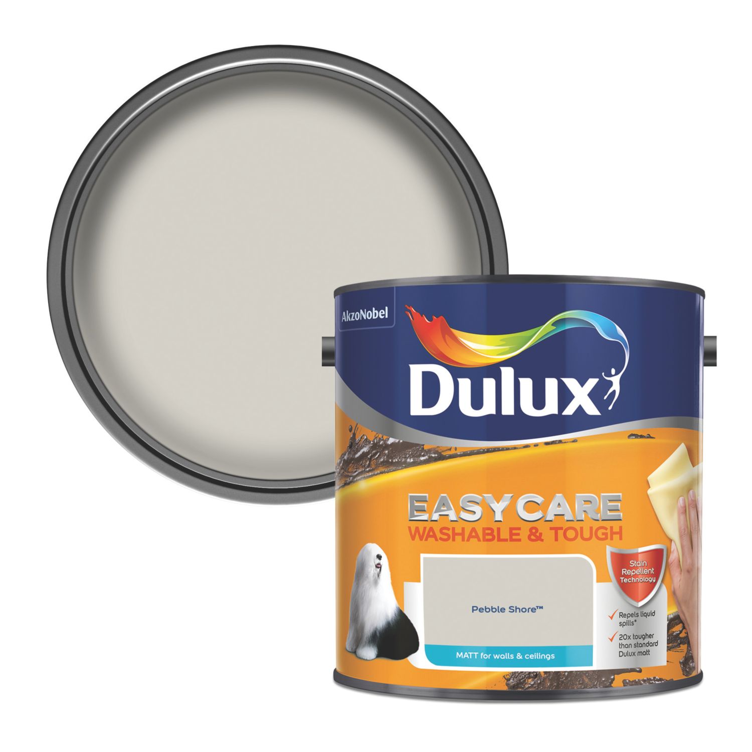 Dulux EasyCare Washable & Tough 2.5Ltr Pebble Shore Matt Emulsion Paint (300GX)