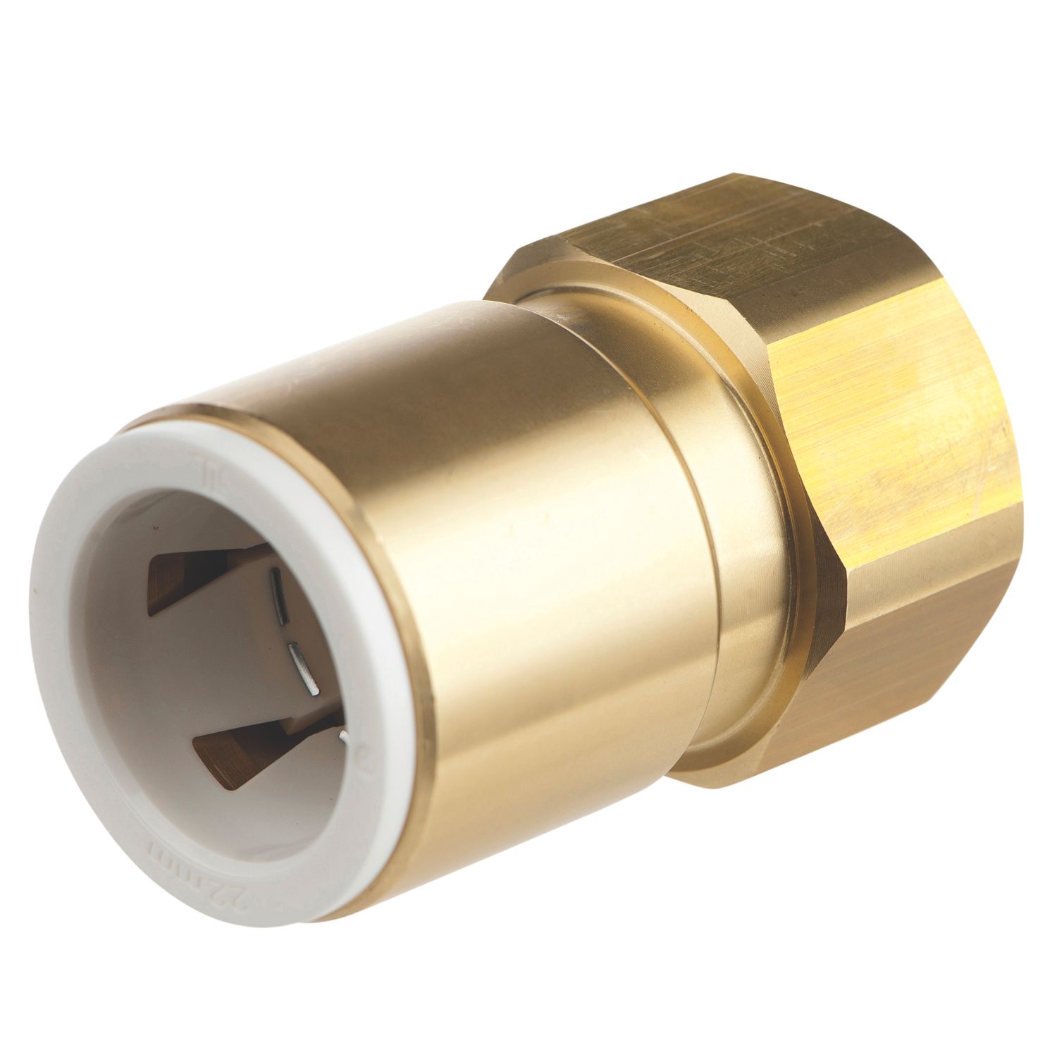 Flomasta Brass Push-Fit Adapting Female Coupler Pipe Fitting Adaptor 22mm x 3/4" (301KR)
