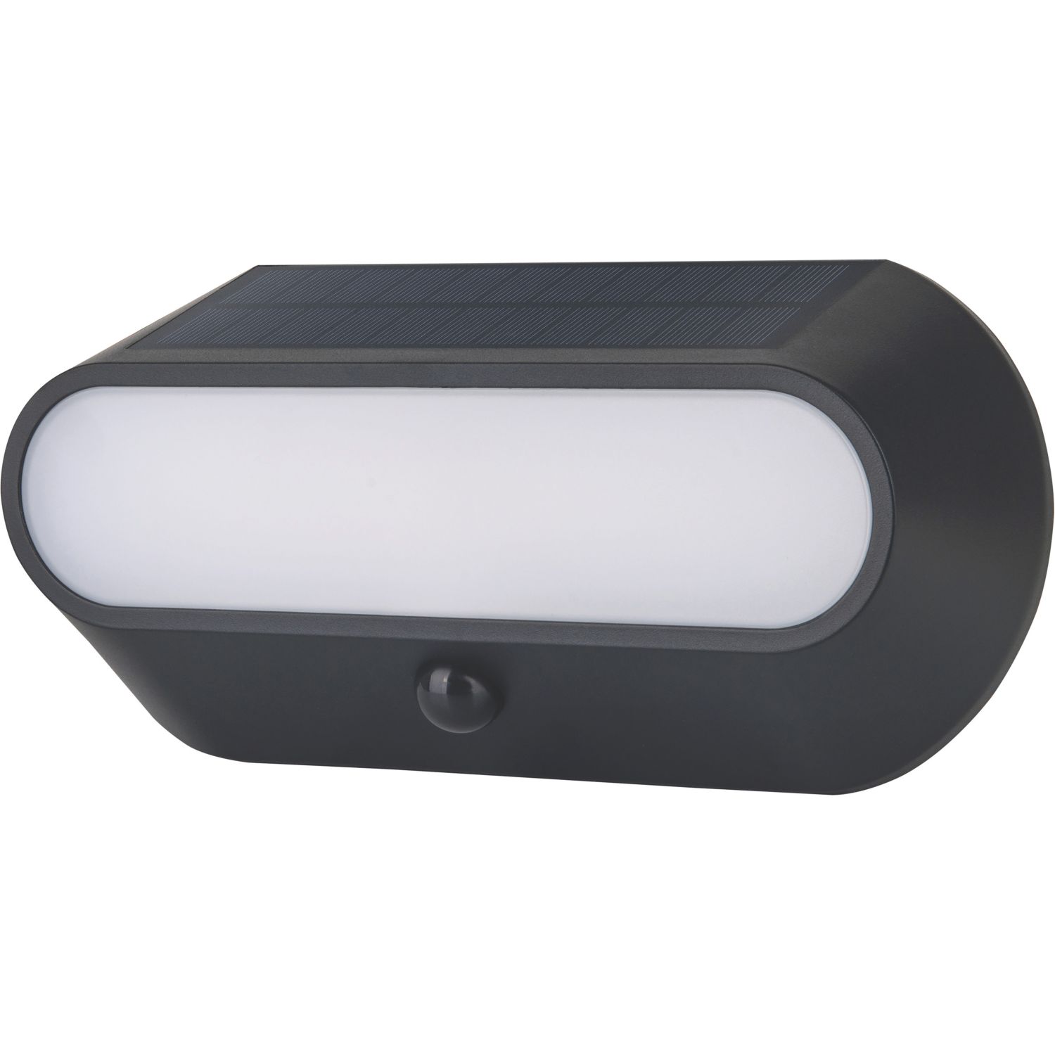 Luceco Carina Outdoor Oval LED Solar-Powered Solar Bulkhead With PIR Sensor Black 470lm (302CL)