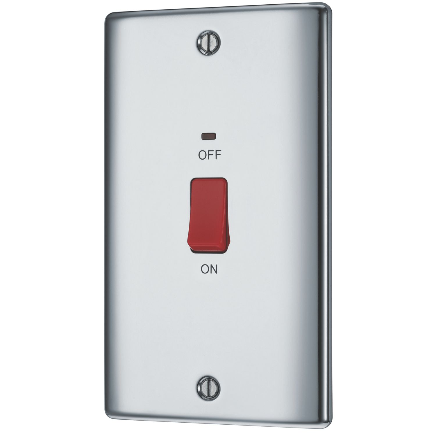 British General Nexus Metal 45A 1-Gang DP Cooker Switch Polished Chrome with LED (302HK)