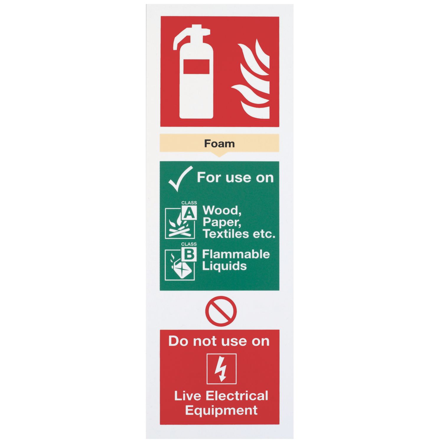 Non Photoluminescent Foam Extinguisher Sign 300mm x 100mm (303FH)